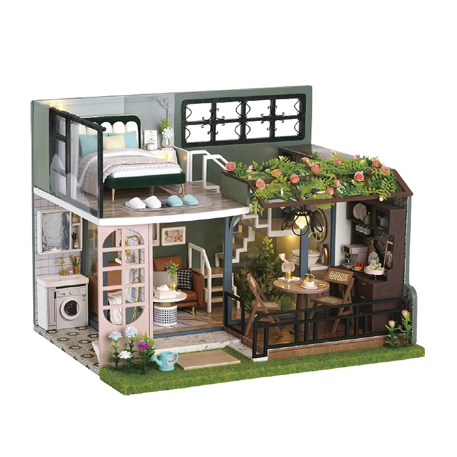 Dúplex Pequeño Jardín. Maqueta 3D realista con gran detalle, cubierta antipolvo y luces led.