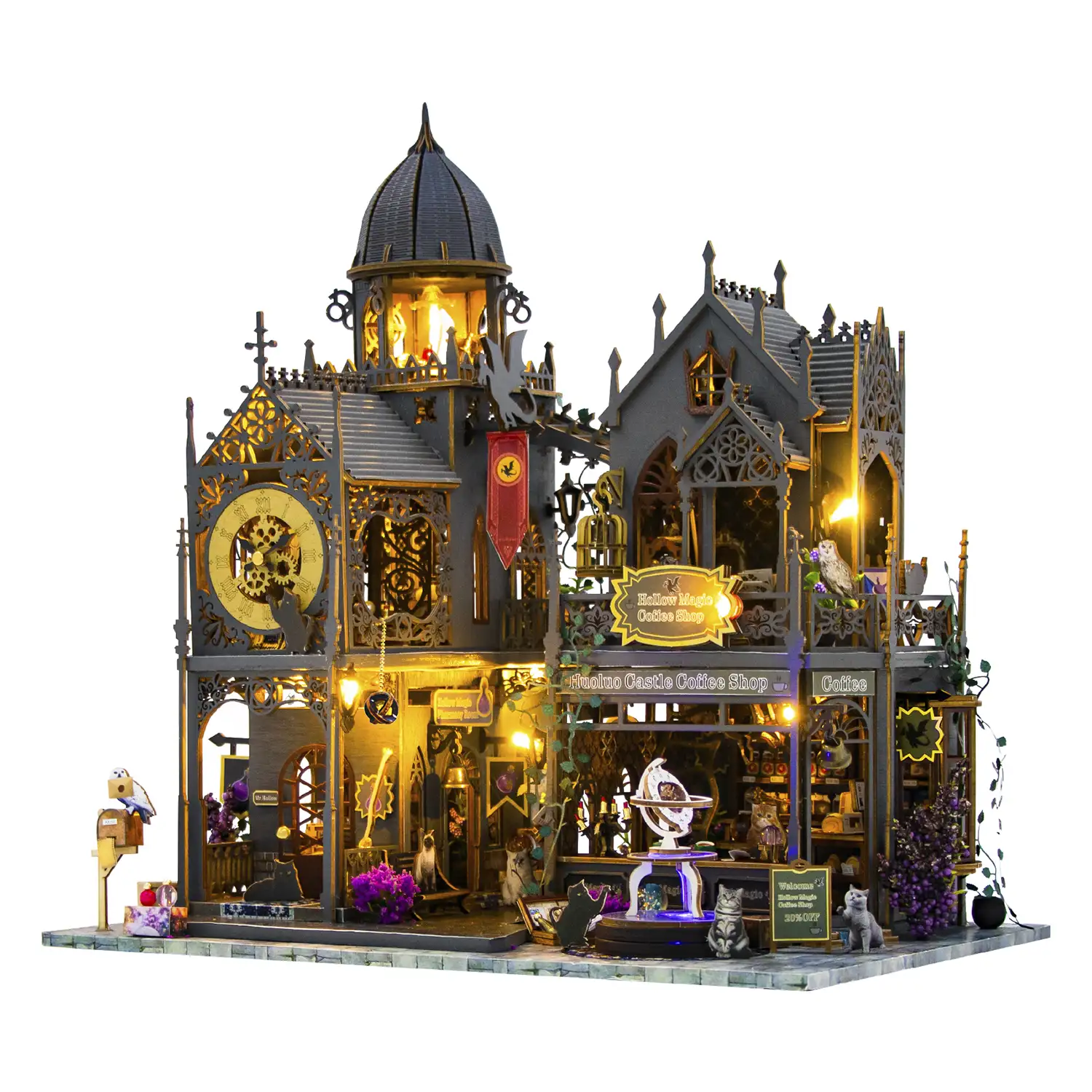 Cafetería Mágia Vacía. Maqueta 3D realista con gran detalle y luces led.