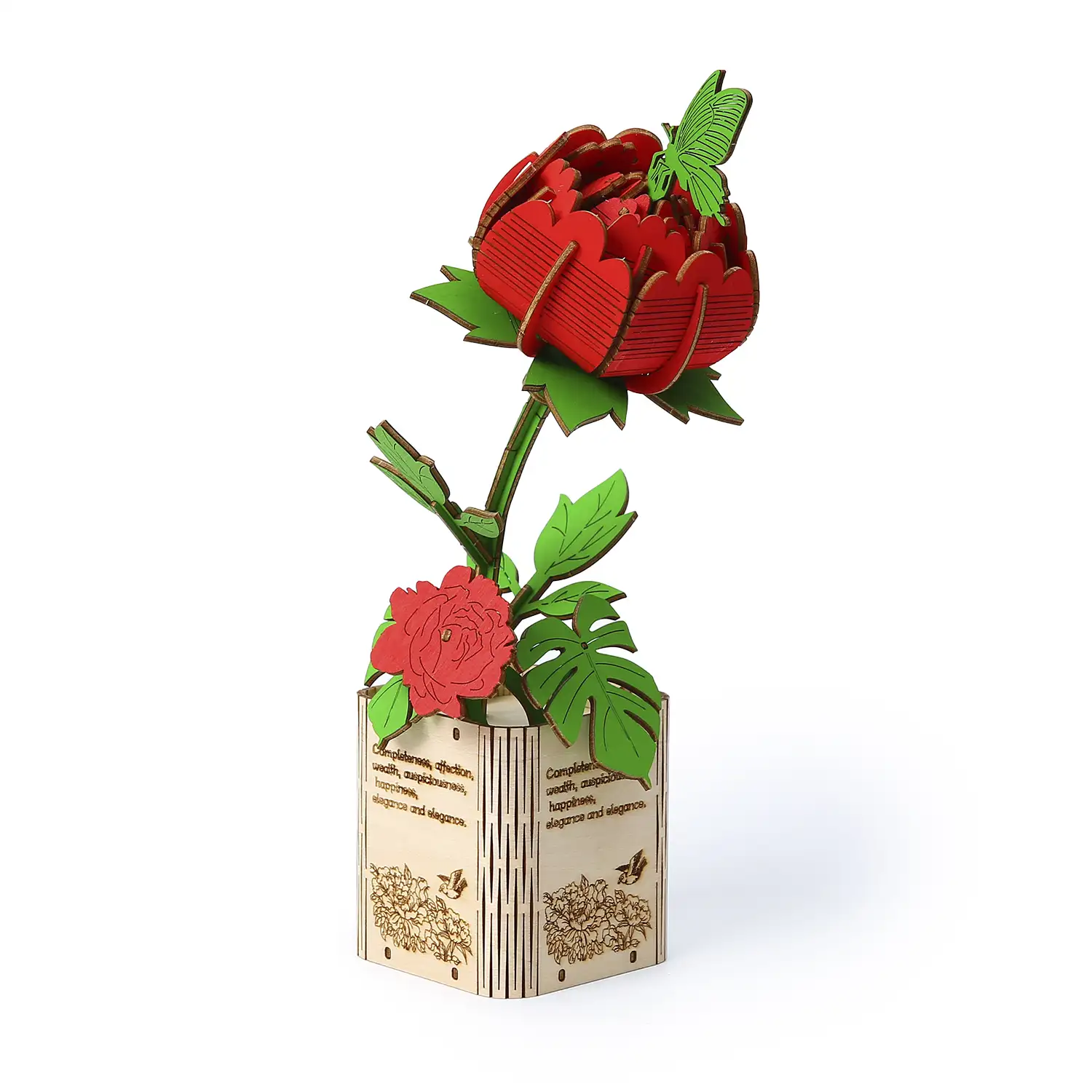 Maqueta de Madera 3D, diseño de Peonía. 116 piezas.