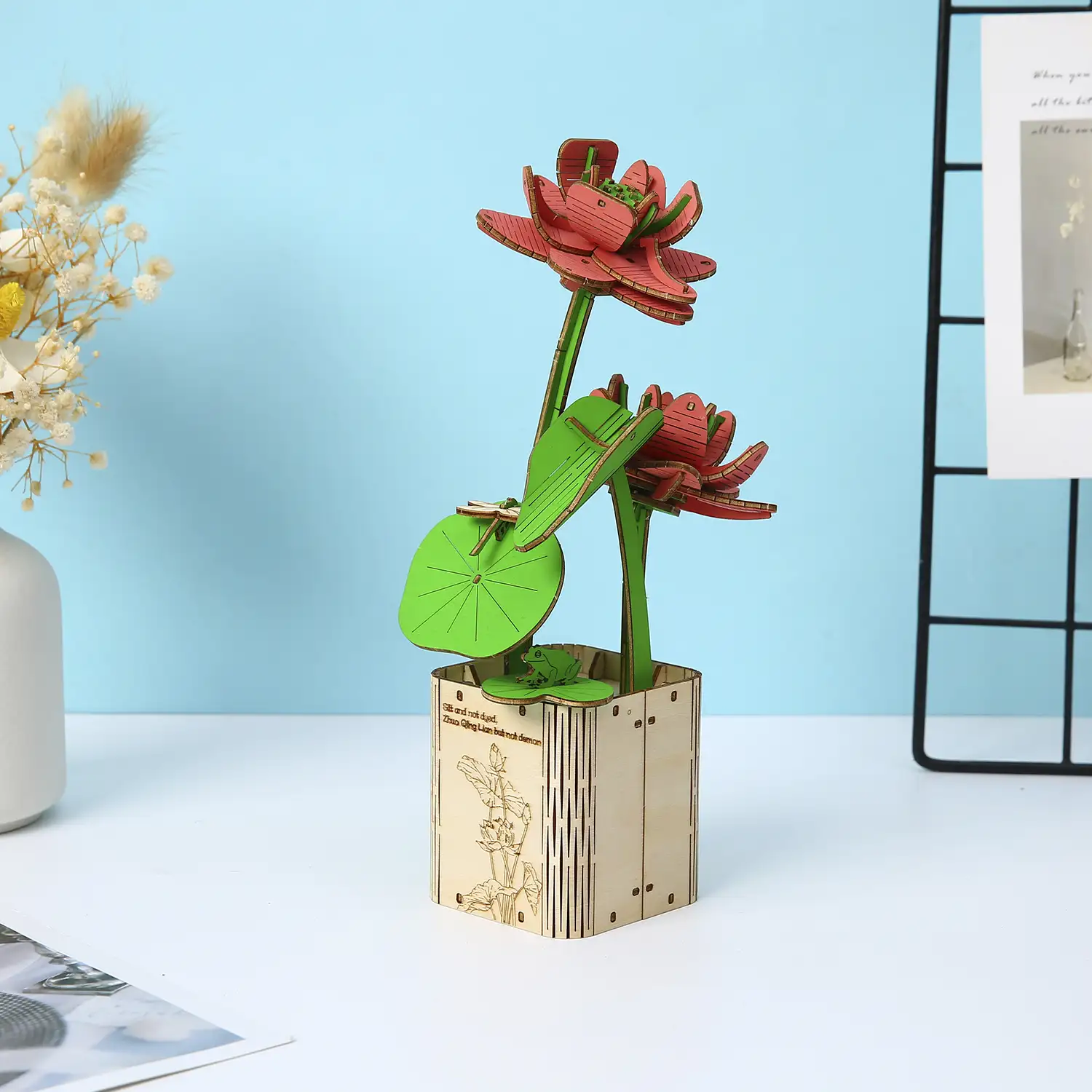 Maqueta de Madera 3D, diseño de Loto. 107 piezas.