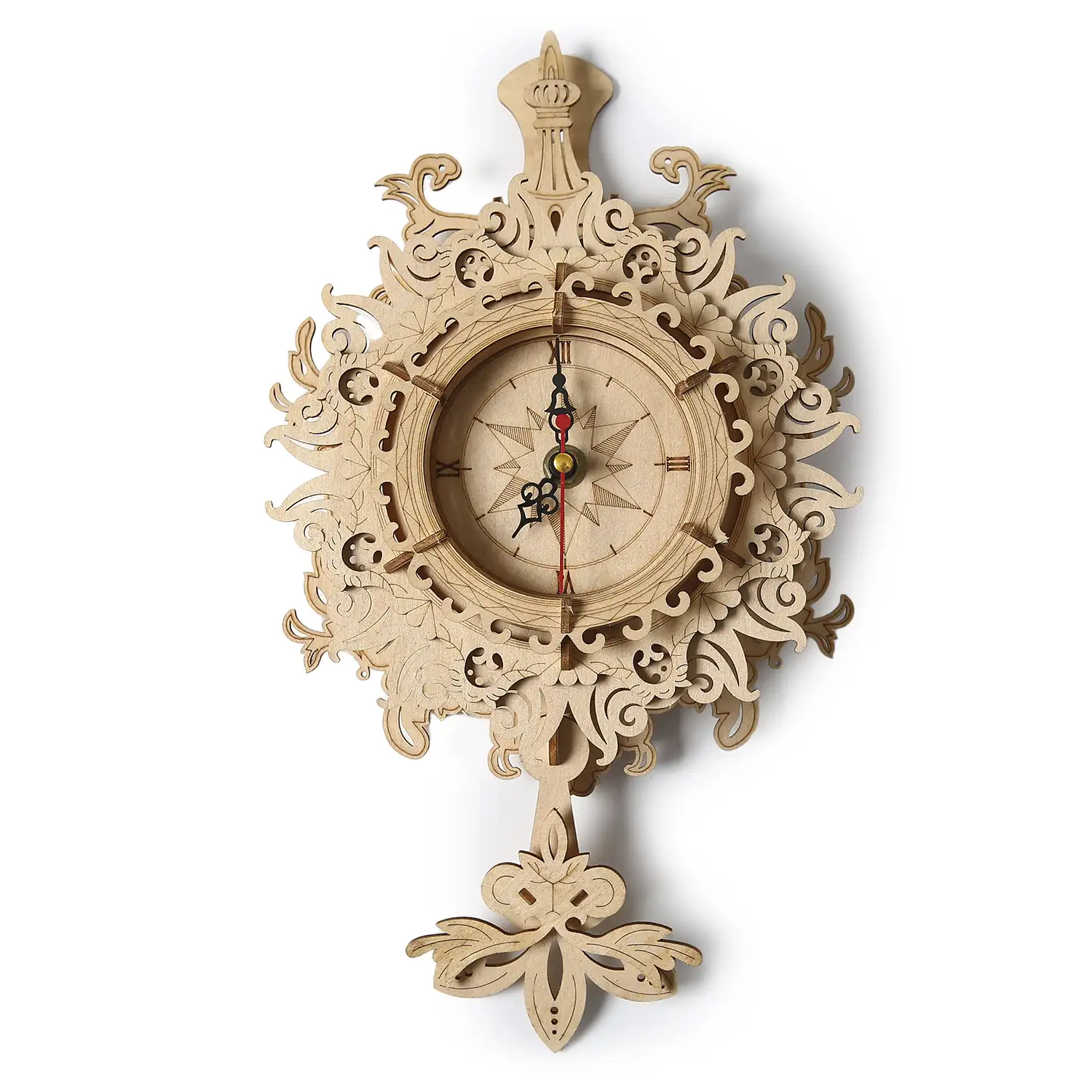 Maqueta de Madera 3D, diseño de Reloj de pared antiguo. 36 piezas.