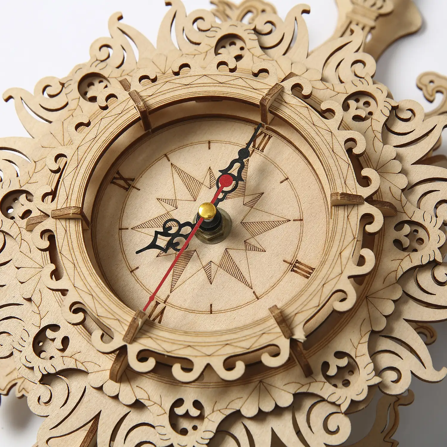 Maqueta de Madera 3D, diseño de Reloj de pared antiguo. 36 piezas.