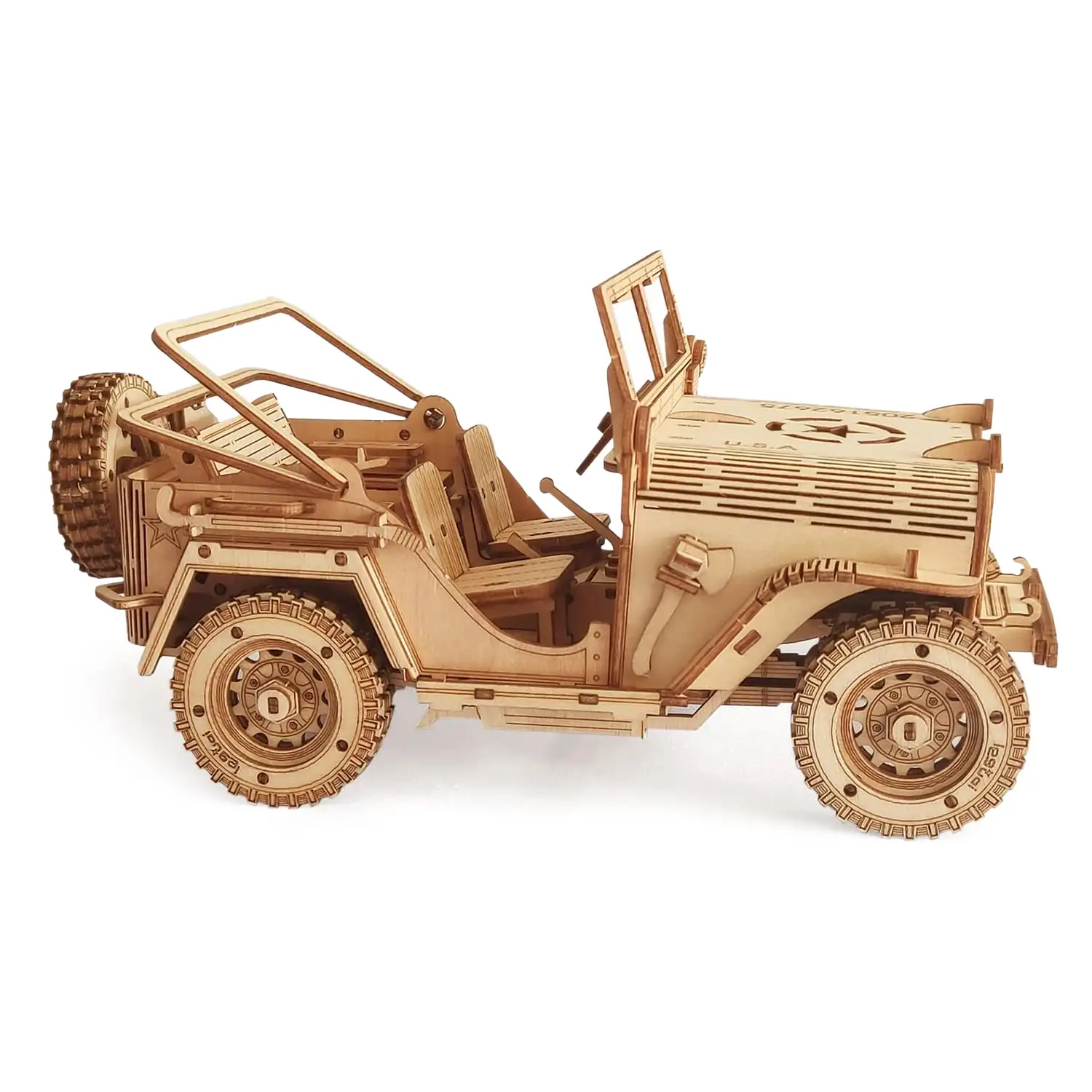 Maqueta de Madera 3D, diseño de Todoterreno Grande con movimiento mecánico. 395 piezas.