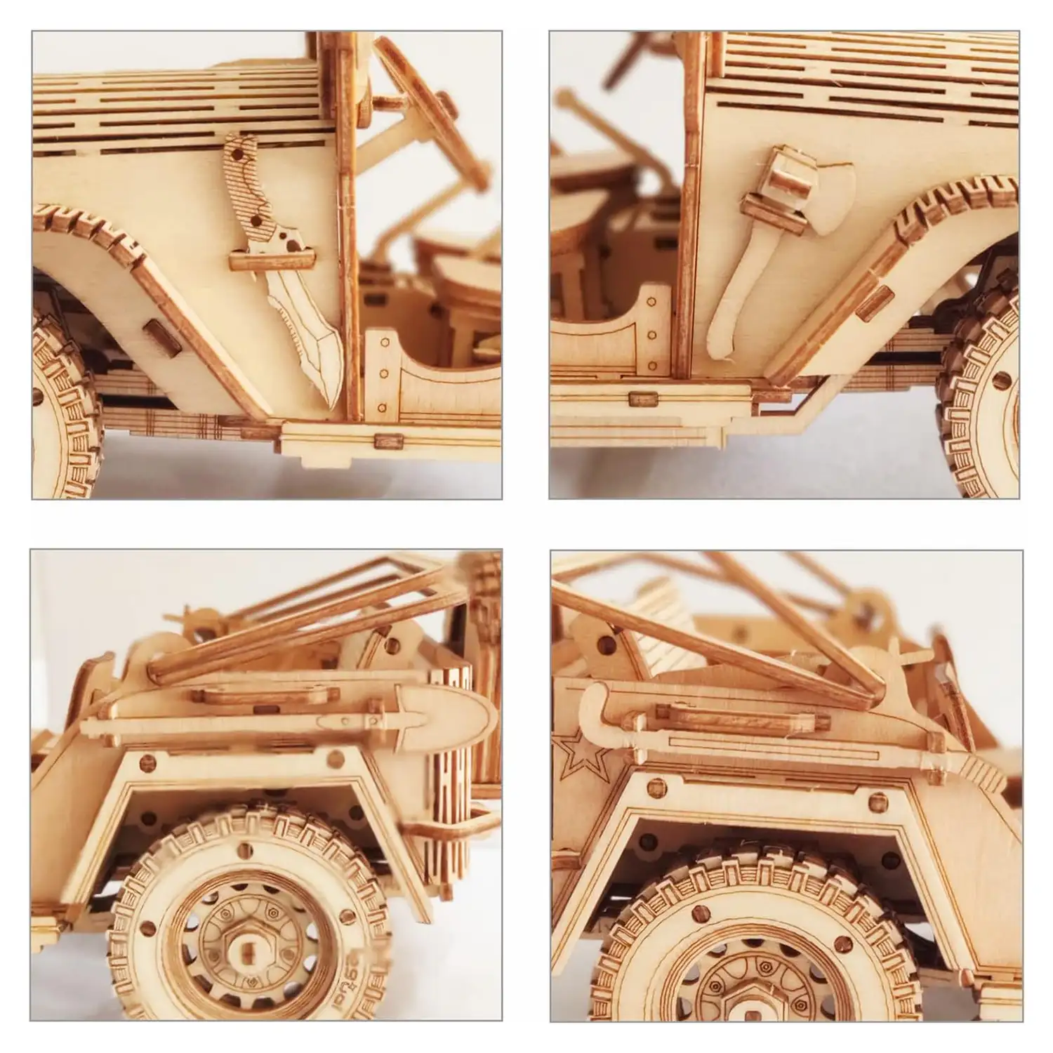 Maqueta de Madera 3D, diseño de Todoterreno Grande con movimiento mecánico. 395 piezas.