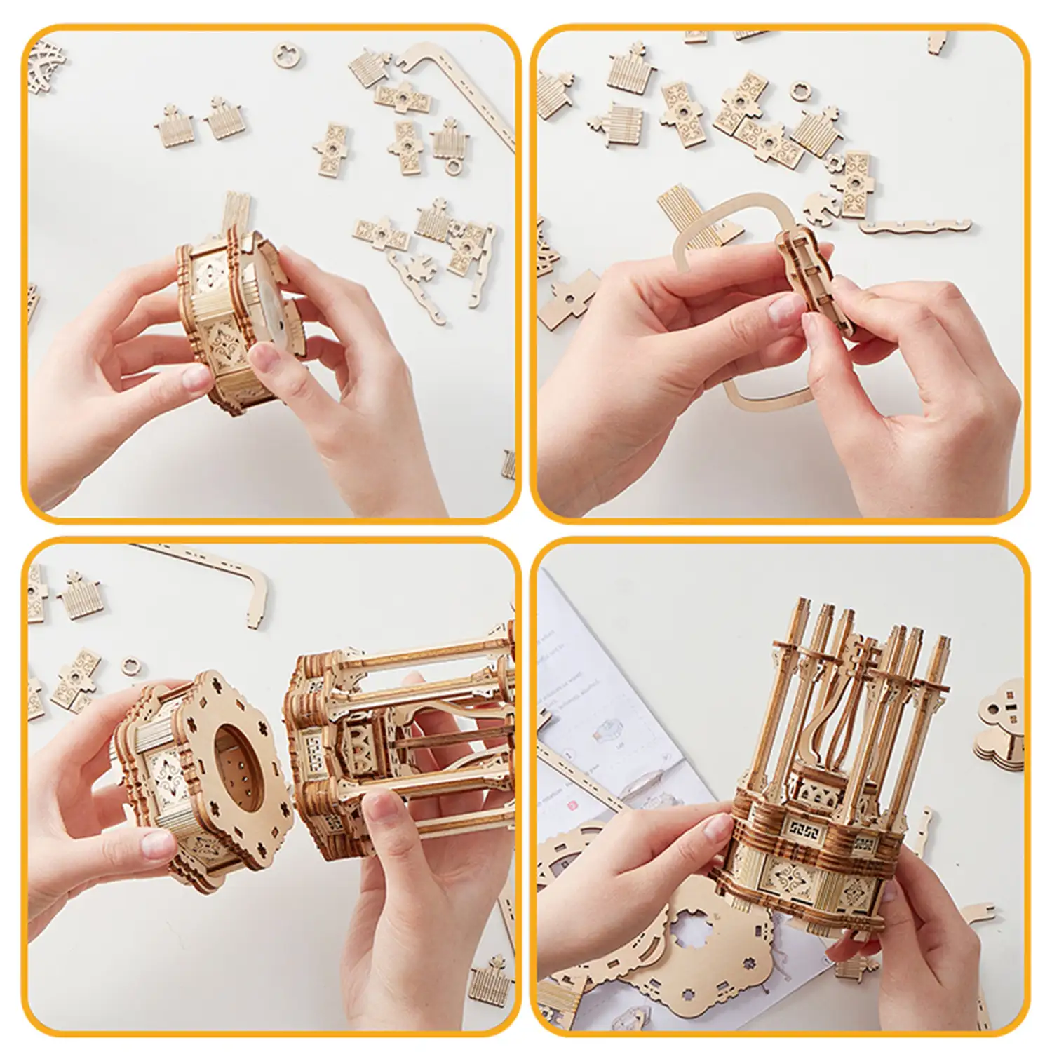 Maqueta de Madera 3D, diseño de Globo terráqueo con movimiento mecánico. 166 piezas.