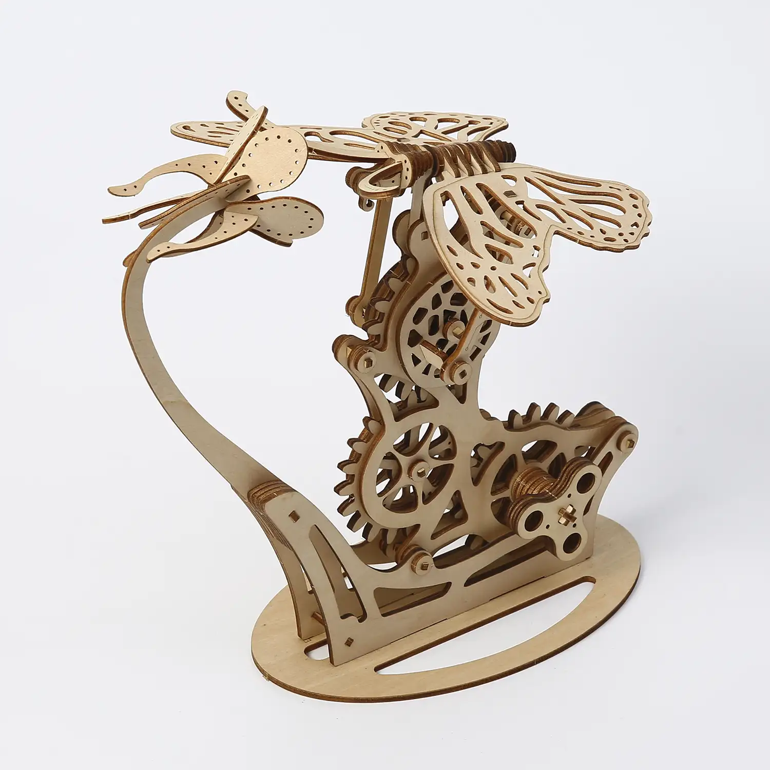 Maqueta de Madera 3D, diseño de Mariposa con movimiento mecánico. 138 piezas.