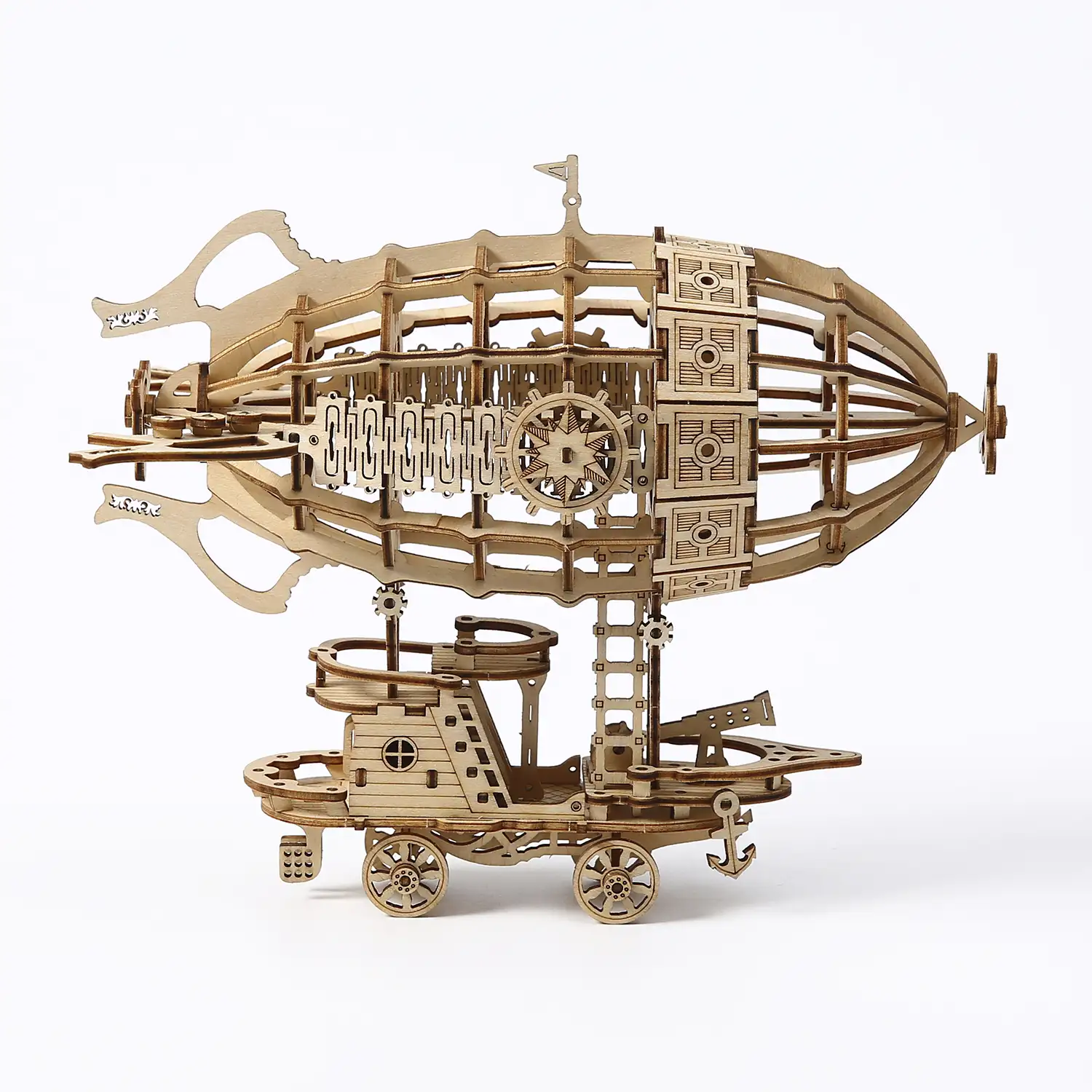 Maqueta de Madera 3D, diseño de Teledirigible con movimiento mecánico. 160 piezas.