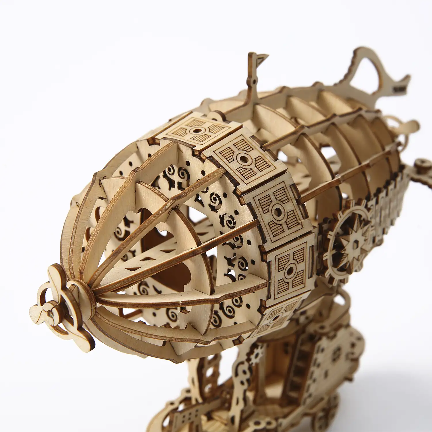 Maqueta de Madera 3D, diseño de Teledirigible con movimiento mecánico. 160 piezas.