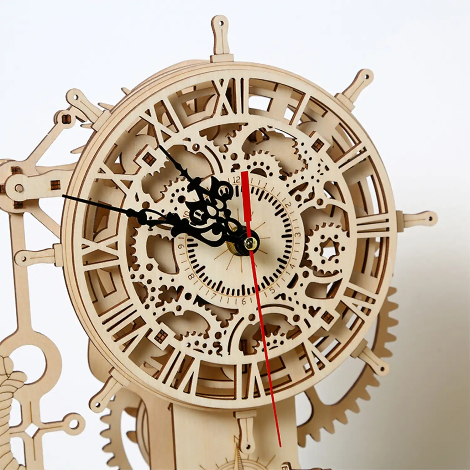 Maqueta de Madera 3D, reloj con diseño de Barco pirata con movimiento mecánico. 123 piezas.