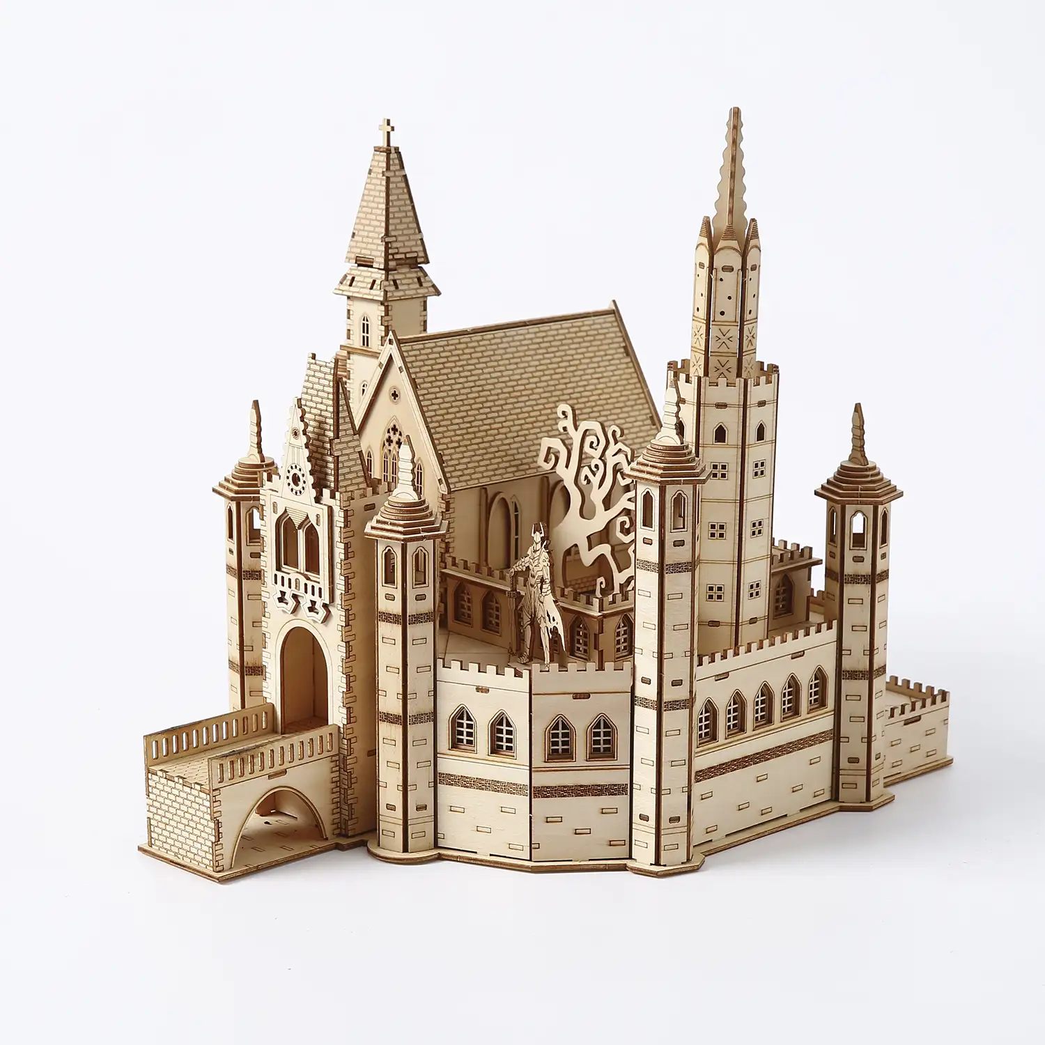 Maqueta de Madera 3D, diseño Castillo perdido: Credo del Caballero. 234 piezas.