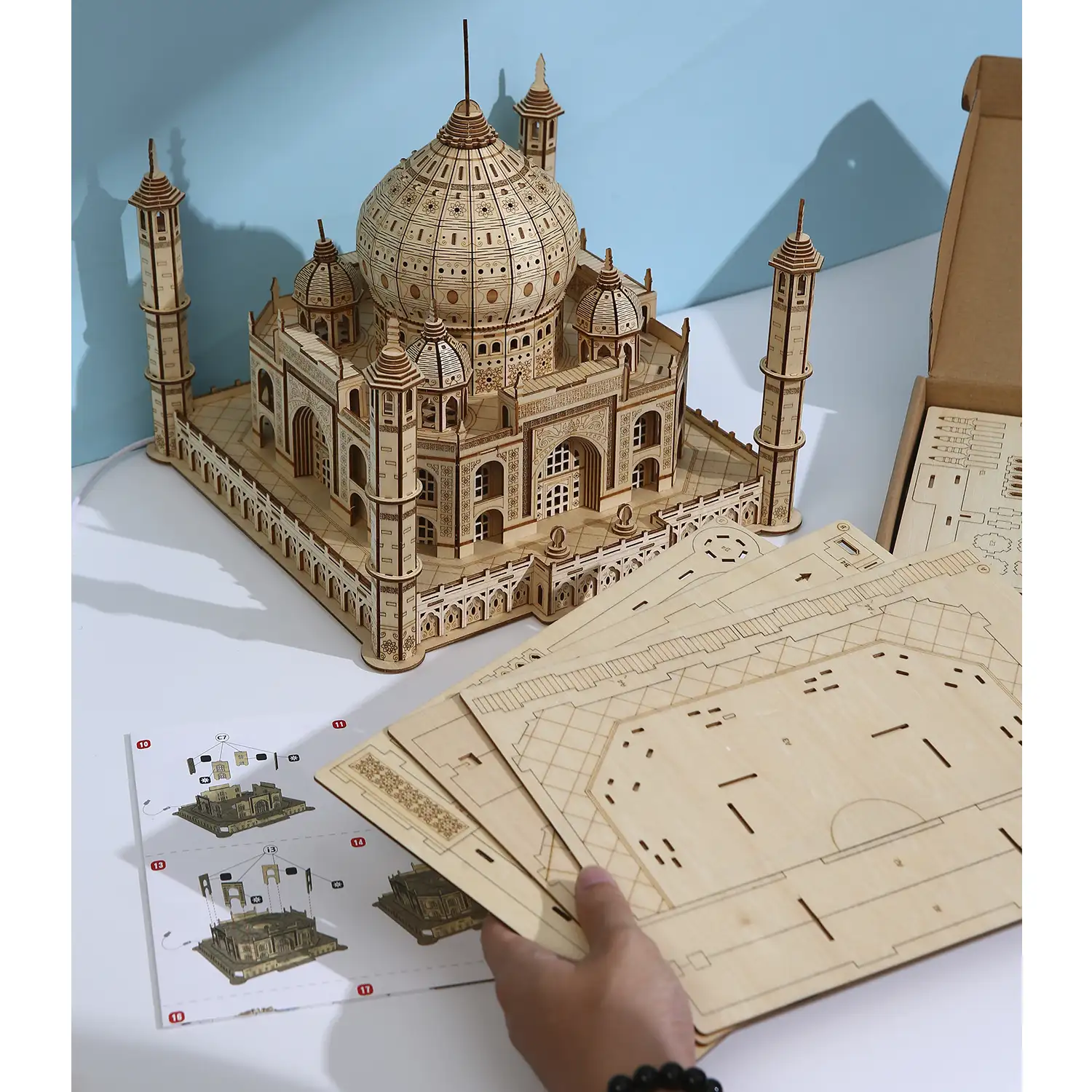 Maqueta de Madera 3D, diseño Taj Mahal. 388 piezas.
