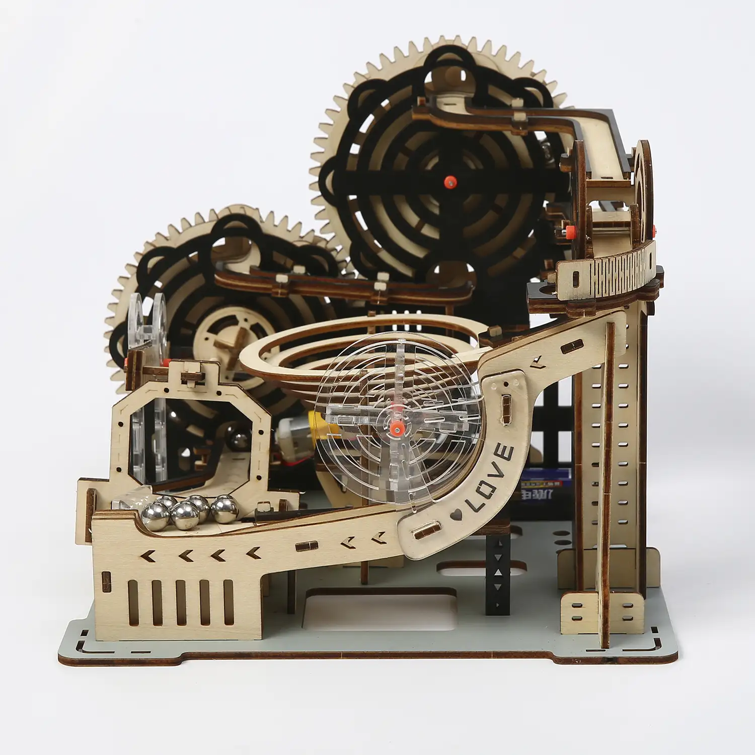 Maqueta de Madera 3D, diseño Raíl para perlas con movimiento mecánico. 168 piezas.