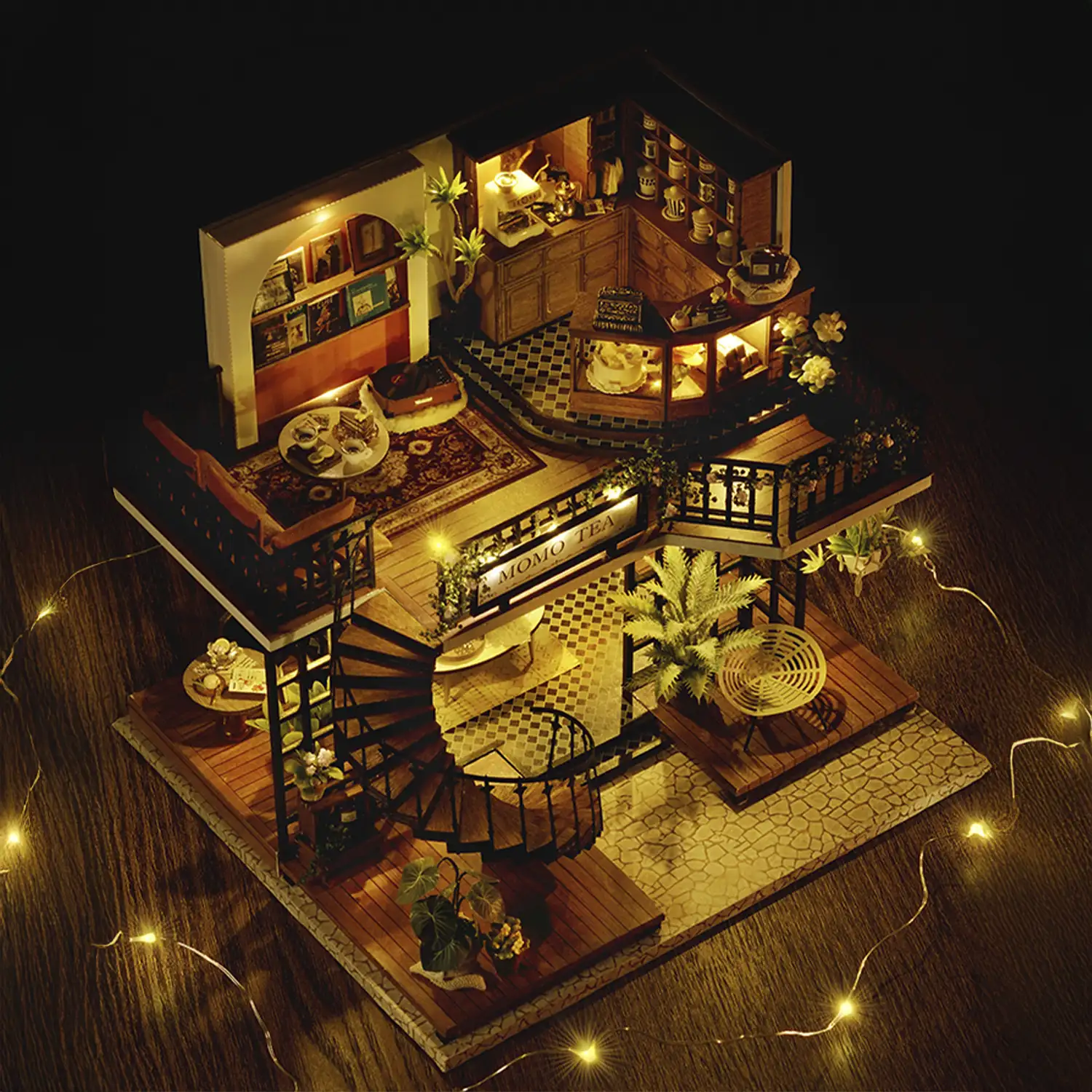 Salón del Té de Momo. Maqueta 3D realista con gran detalle y luces led.