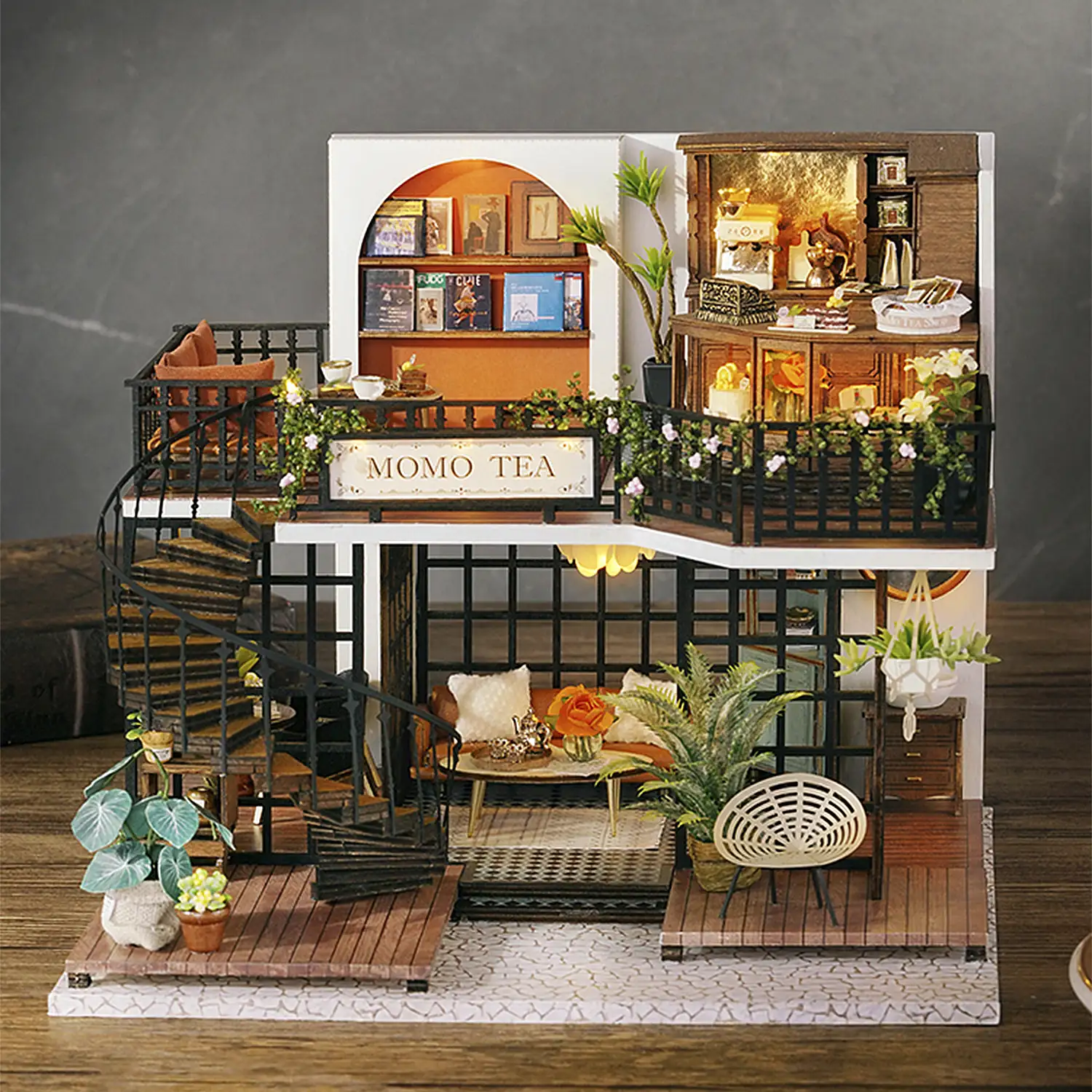 Salón del Té de Momo. Maqueta 3D realista con gran detalle y luces led.