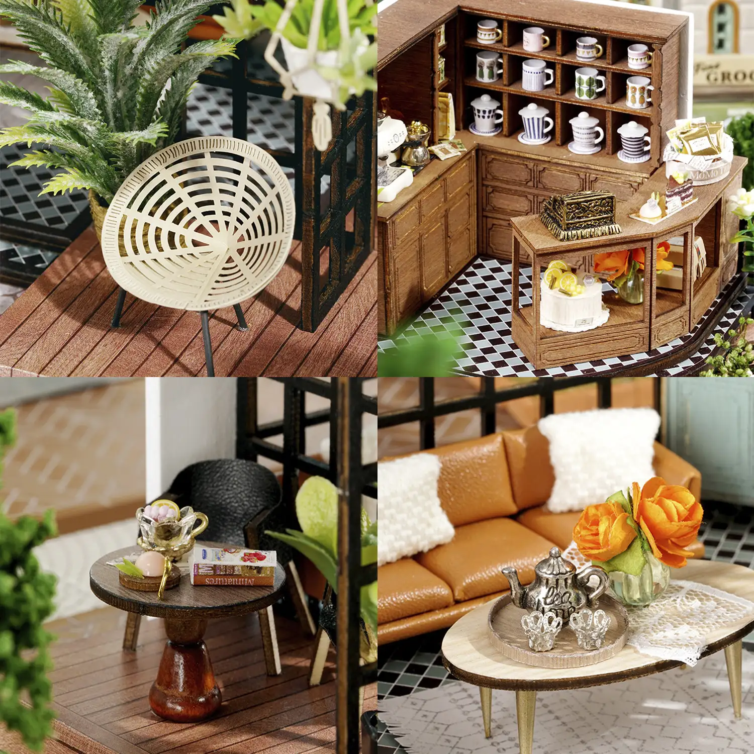 Salón del Té de Momo. Maqueta 3D realista con gran detalle, cubierta antipolvo y luces led.