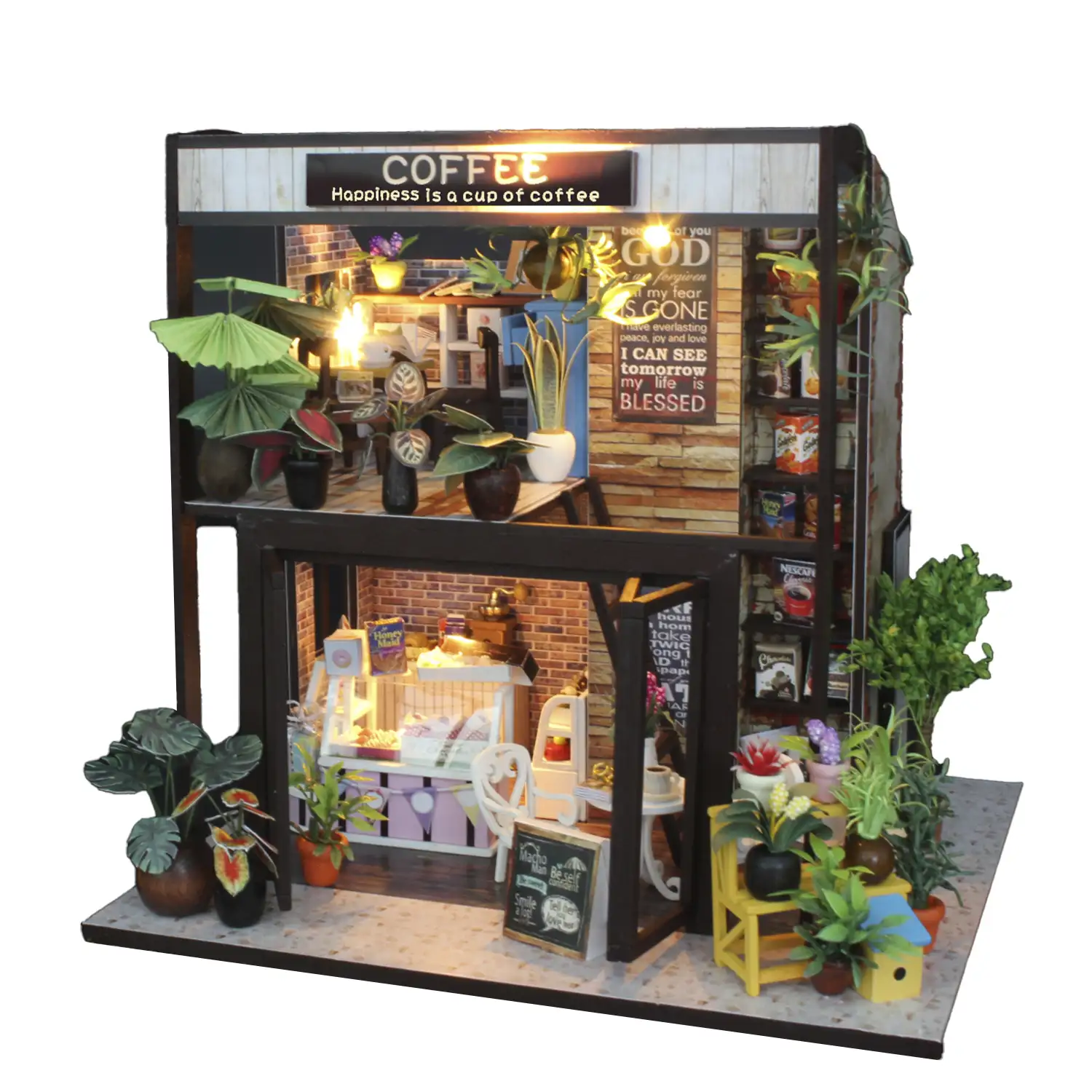 Café Viaje en el Tiempo. Maqueta 3D realista con gran detalle y luces led.