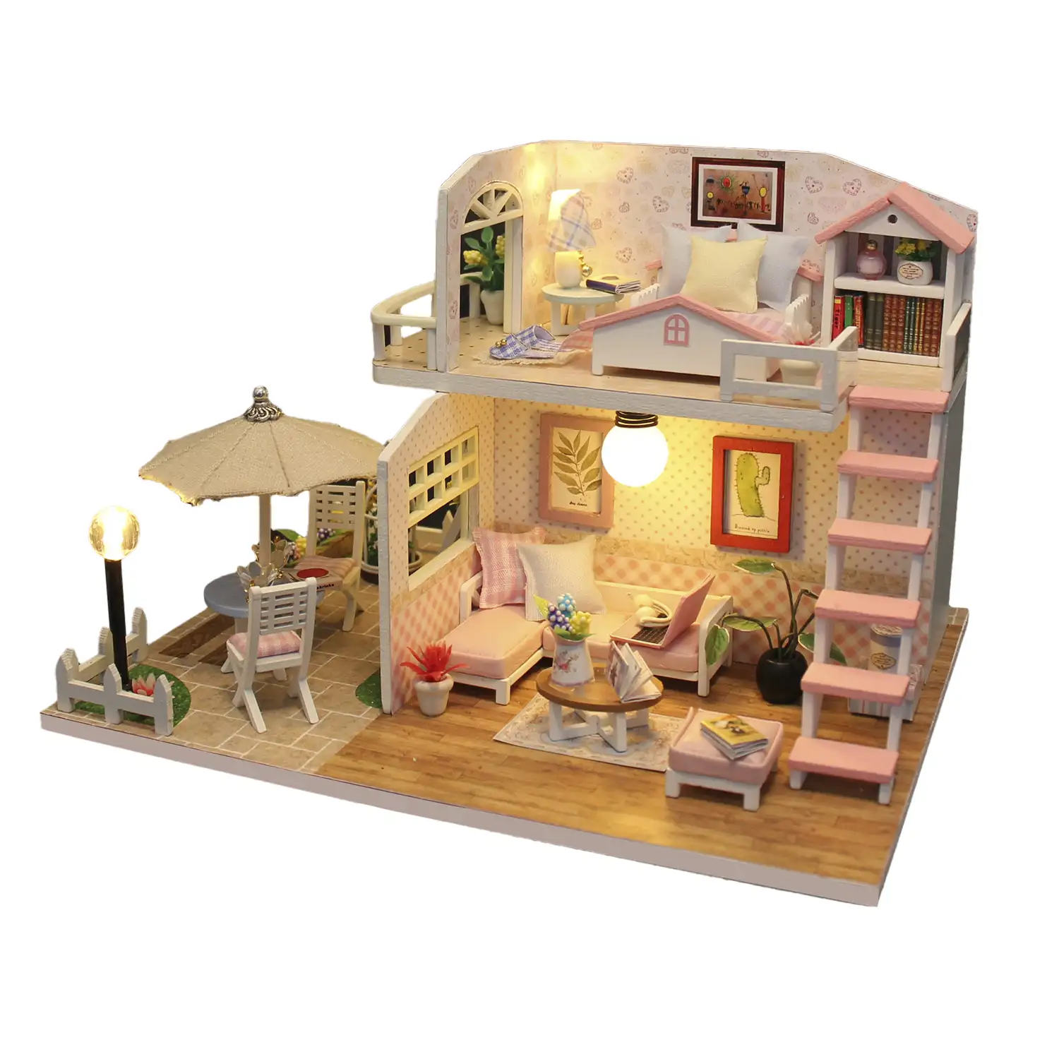 Ático rosa. Maqueta 3D realista con gran detalle y luces led.