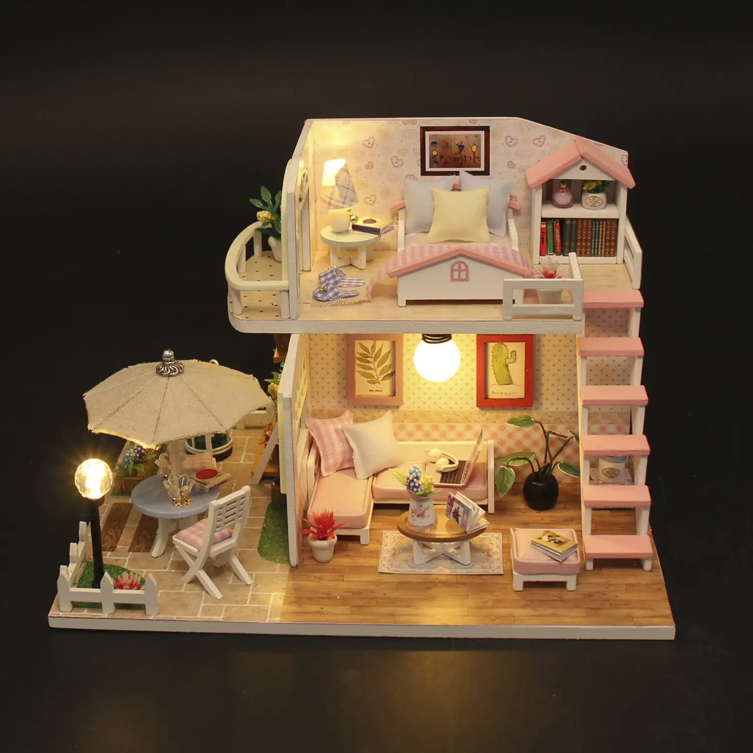 Ático rosa. Maqueta 3D realista con gran detalle y luces led.
