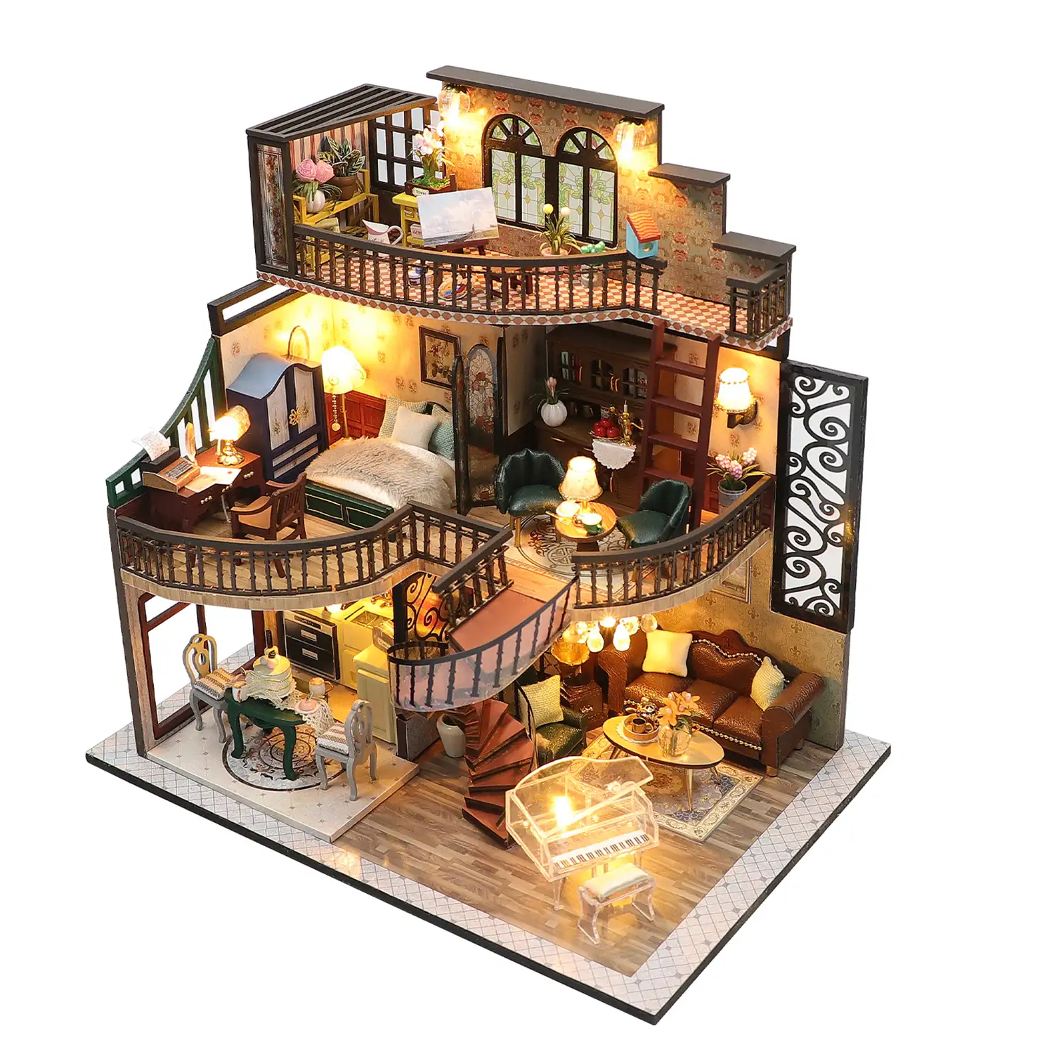 Pabellón de ensueño. Maqueta 3D realista con gran detalle y luces led.
