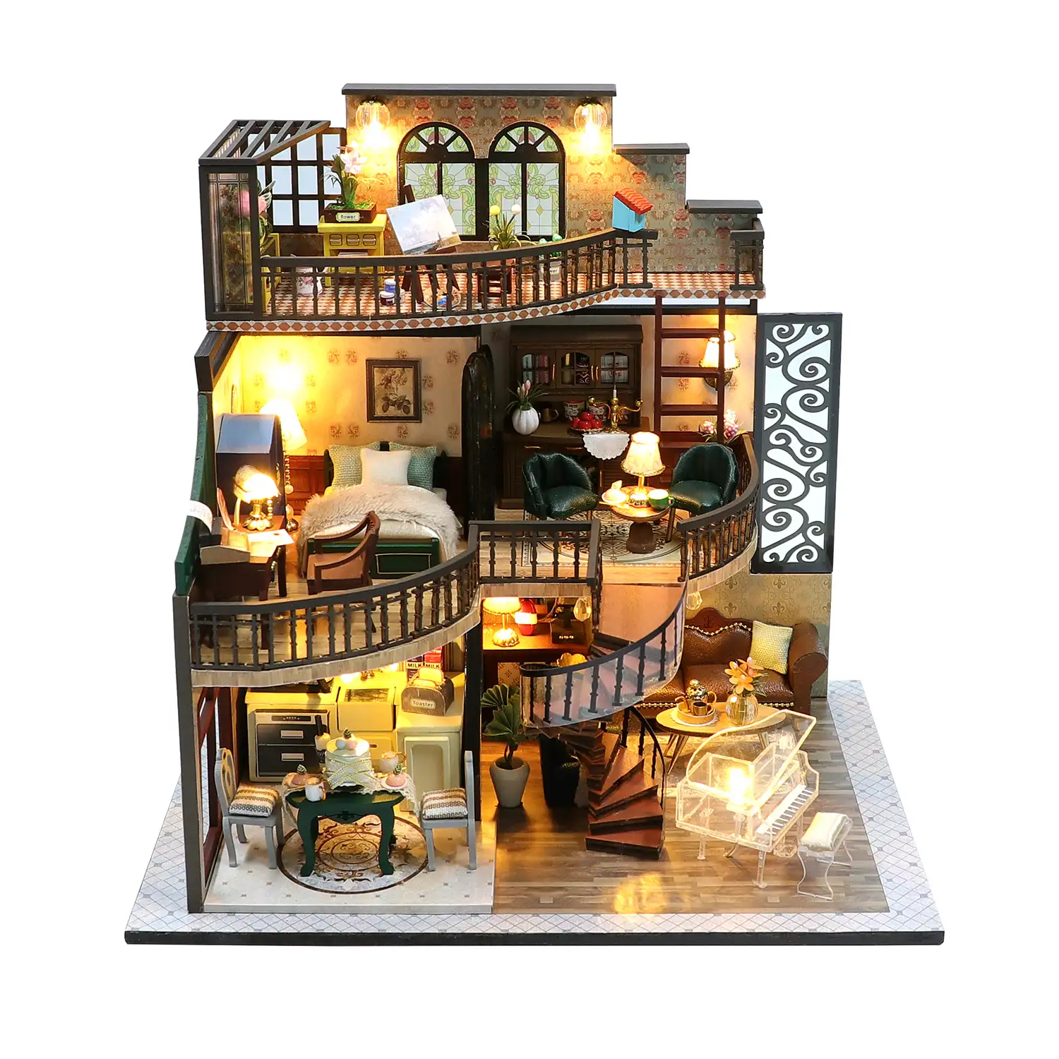 Pabellón de ensueño. Maqueta 3D realista con gran detalle y luces led.