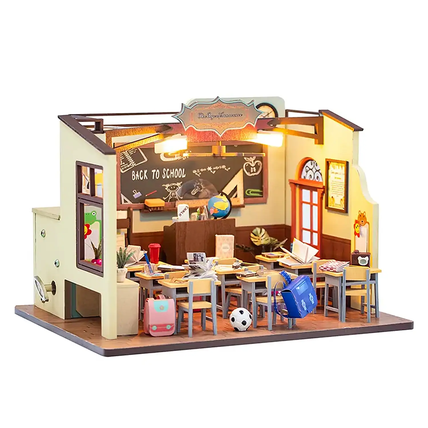 Clase de escuela. Maqueta 3D realista con gran detalle y luces led.