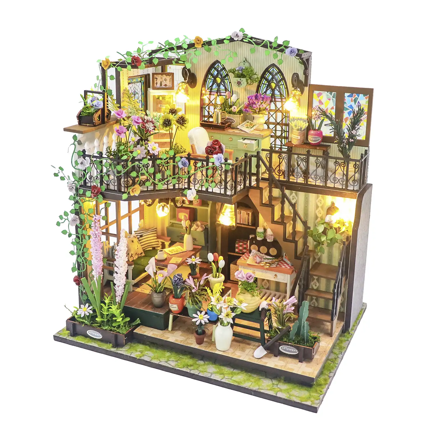 Casa de flores de Darcy. Maqueta 3D realista con gran detalle y luces led.
