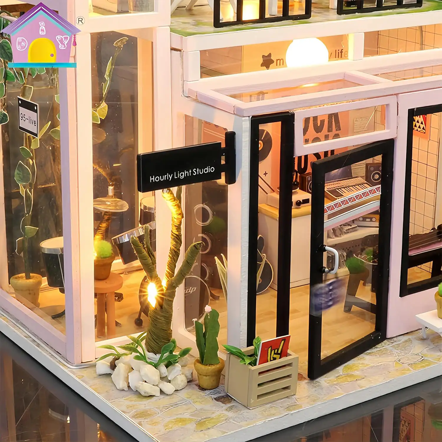 Estudio de música. Maqueta 3D realista con gran detalle y luces led.