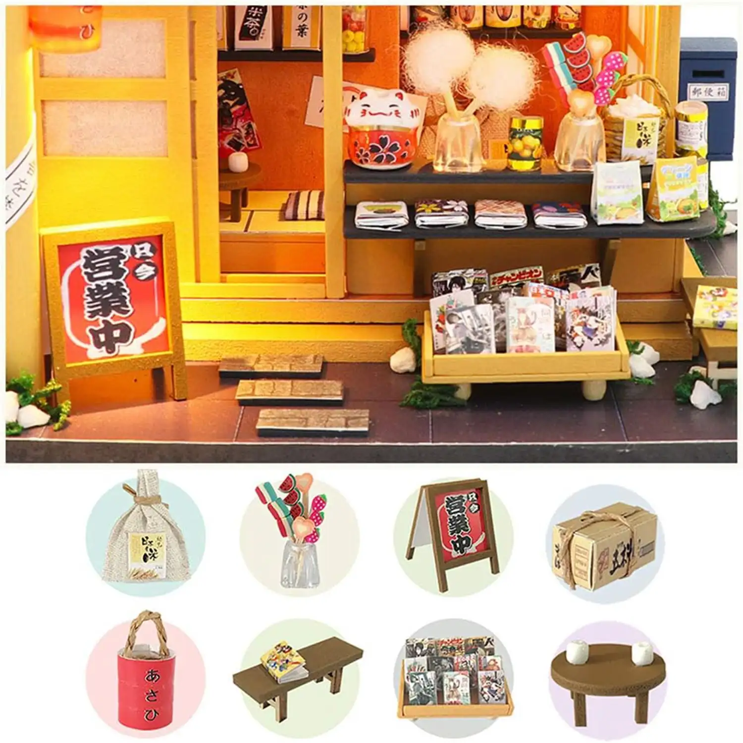 Tienda Memorias Otoñales. Maqueta 3D realista con gran detalle y luces led.