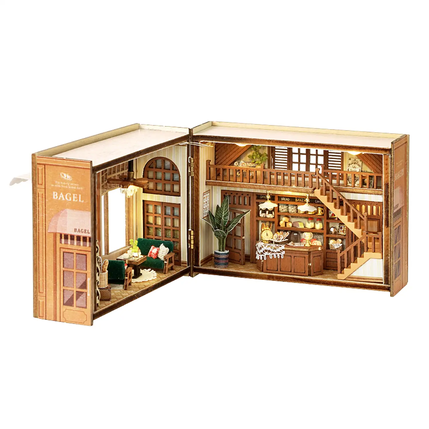 Colección Cubo fantástico, Tiempo de bagel. Maqueta plegable 3D realista con gran detalle y luces led.