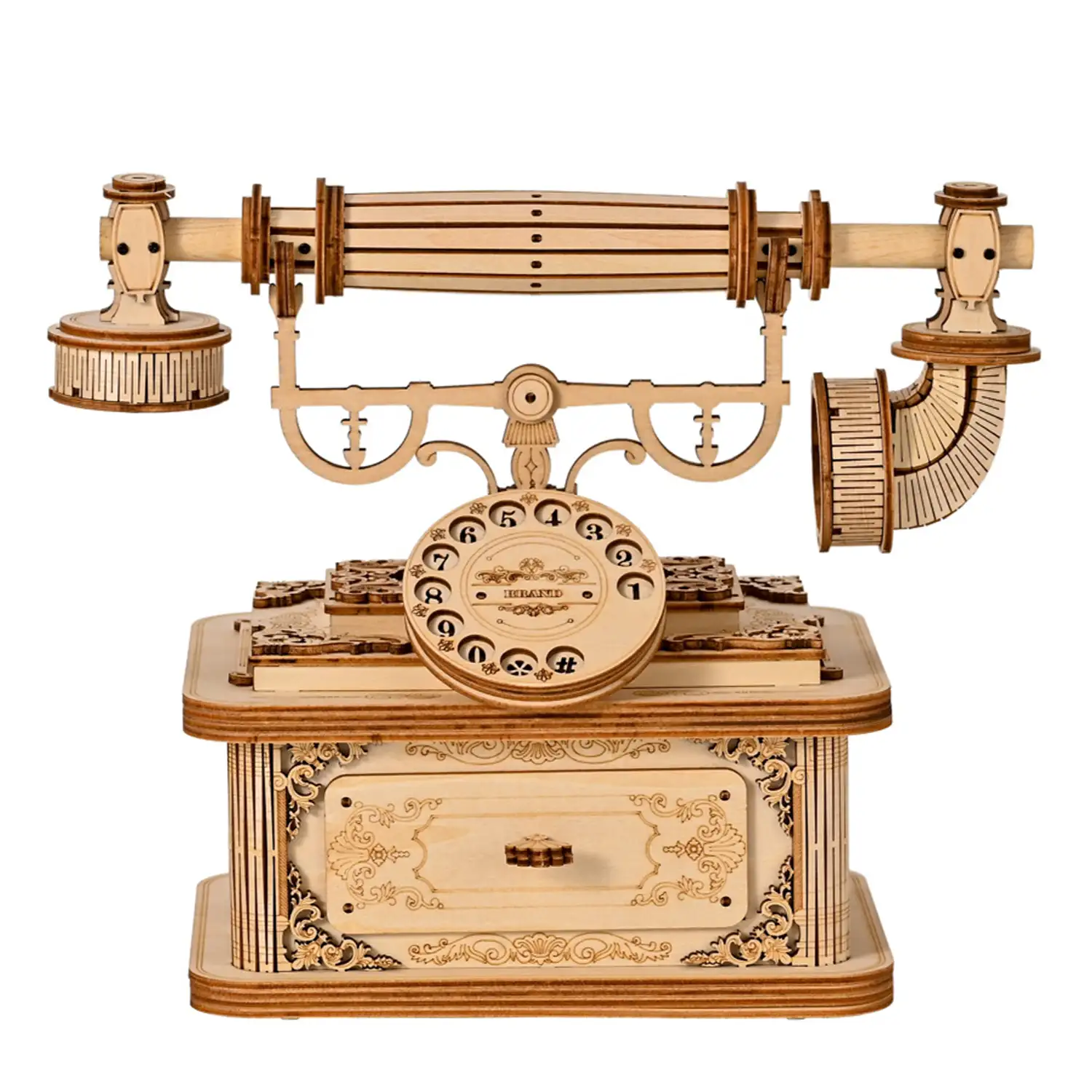 Maqueta de Madera 3D, diseño de Teléfono antiguo. 135 piezas.