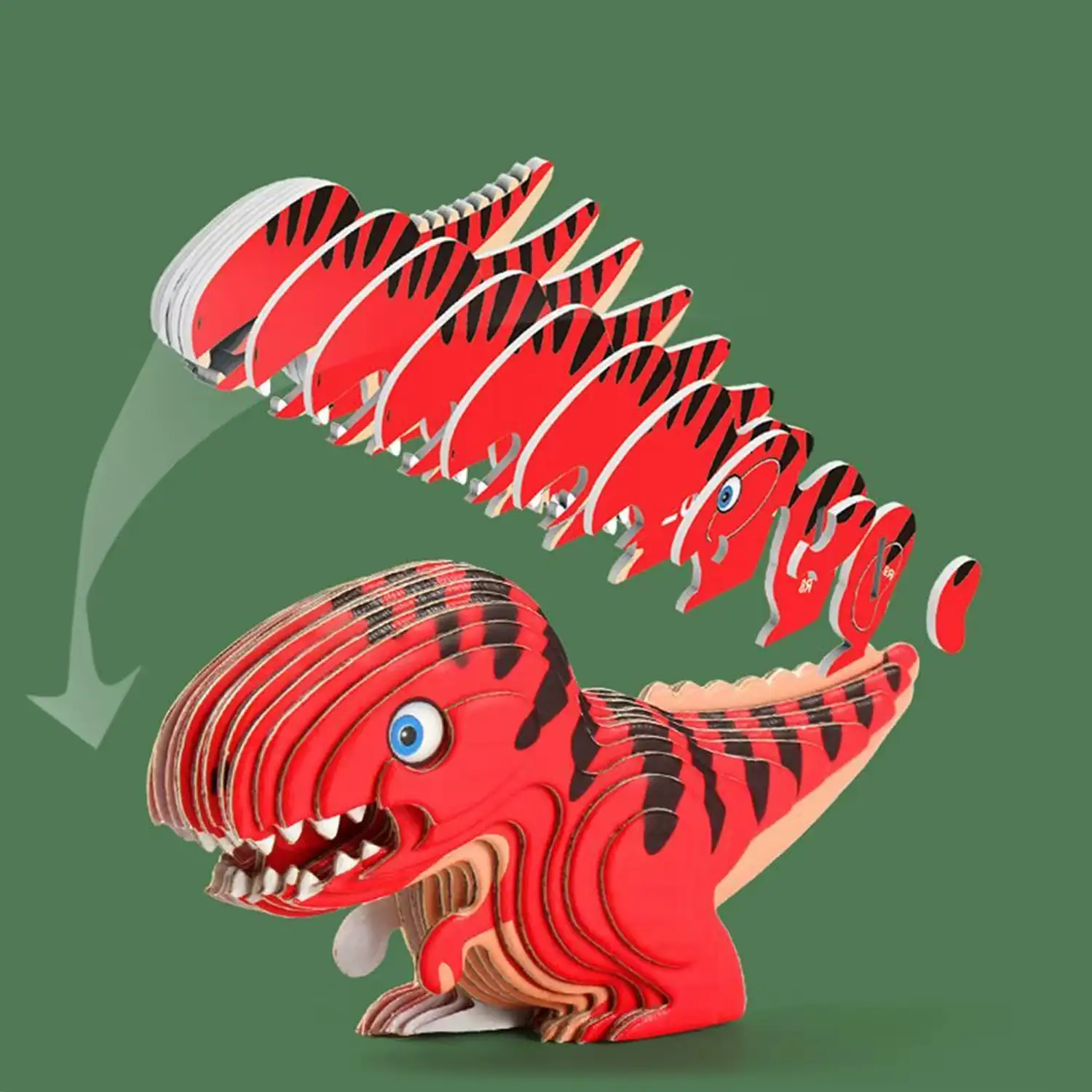 Puzle 3D de cartón con relieve. Diseño de Tyrannosaurus Rex.