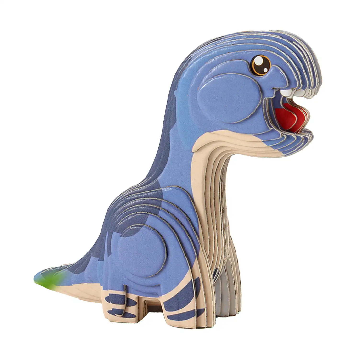 Puzle 3D de cartón con relieve. Diseño de Brontosaurus.