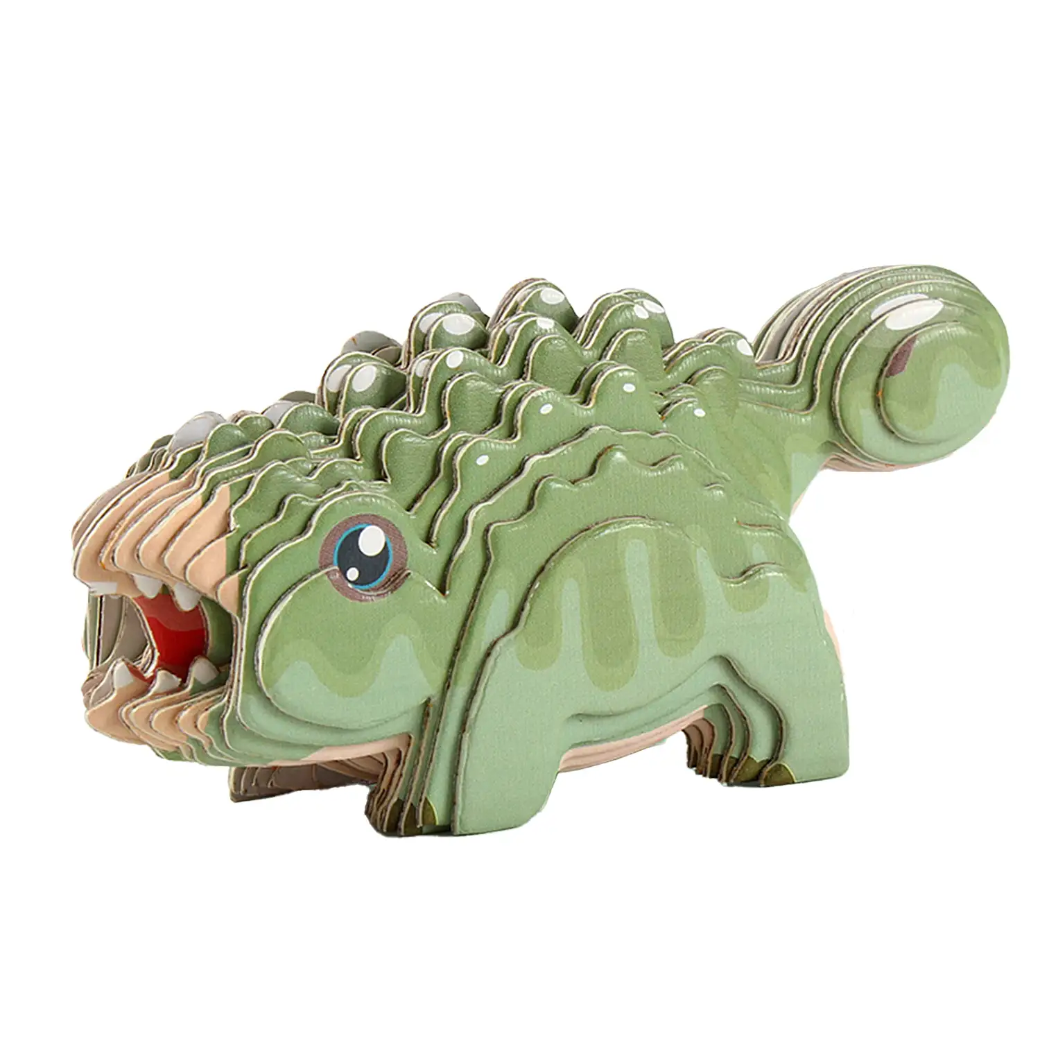 Puzle 3D de cartón con relieve. Diseño de Ankylosaurus.