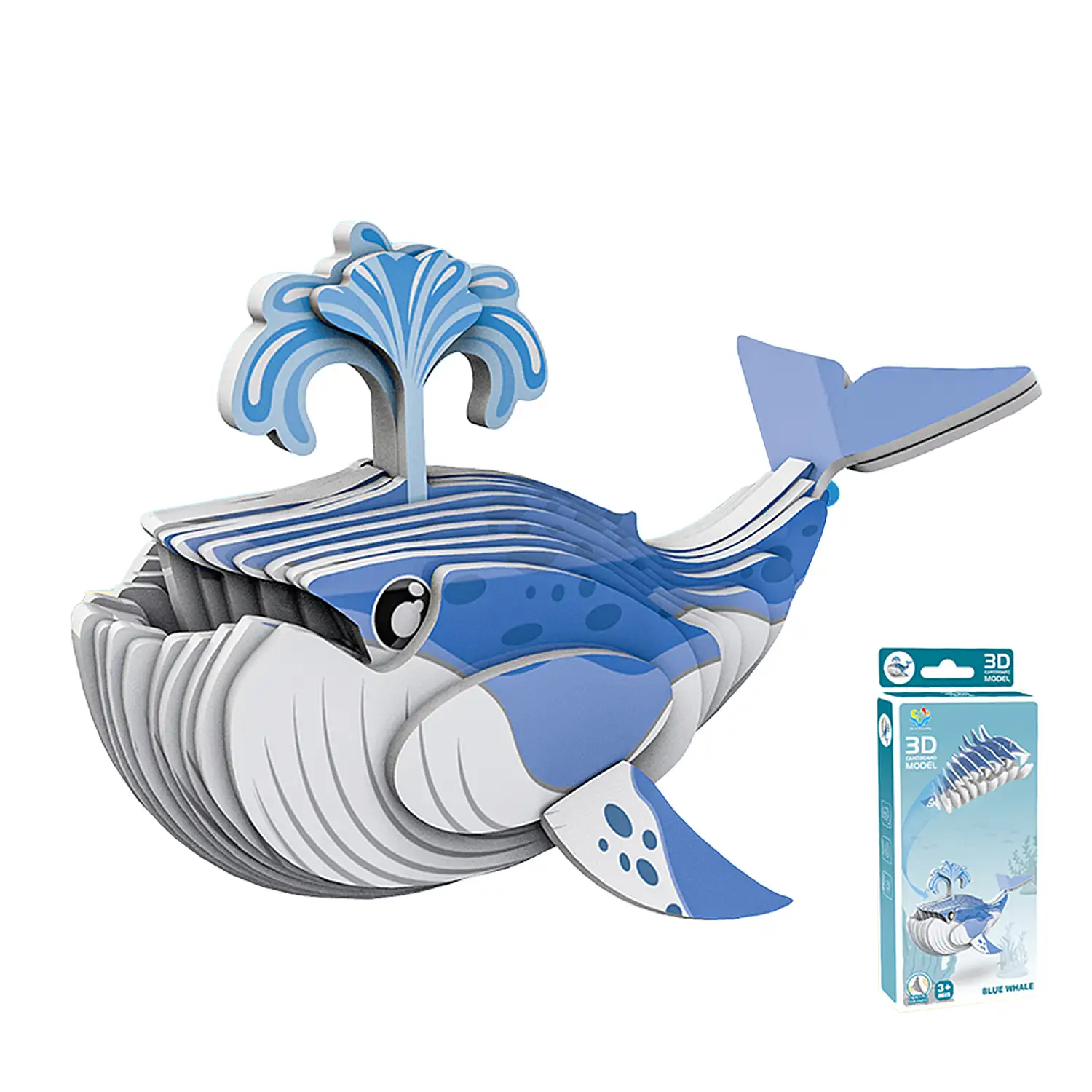 Puzle 3D de cartón con relieve. Diseño de Ballena Azul.