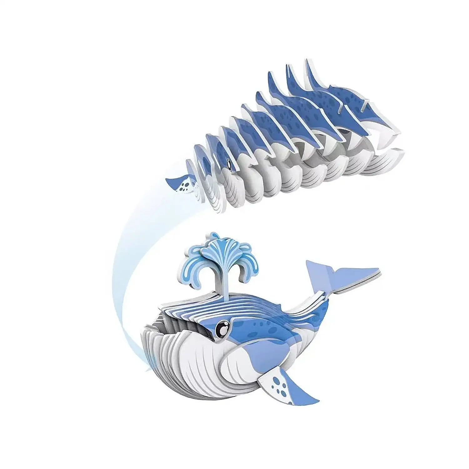 Puzle 3D de cartón con relieve. Diseño de Ballena Azul.