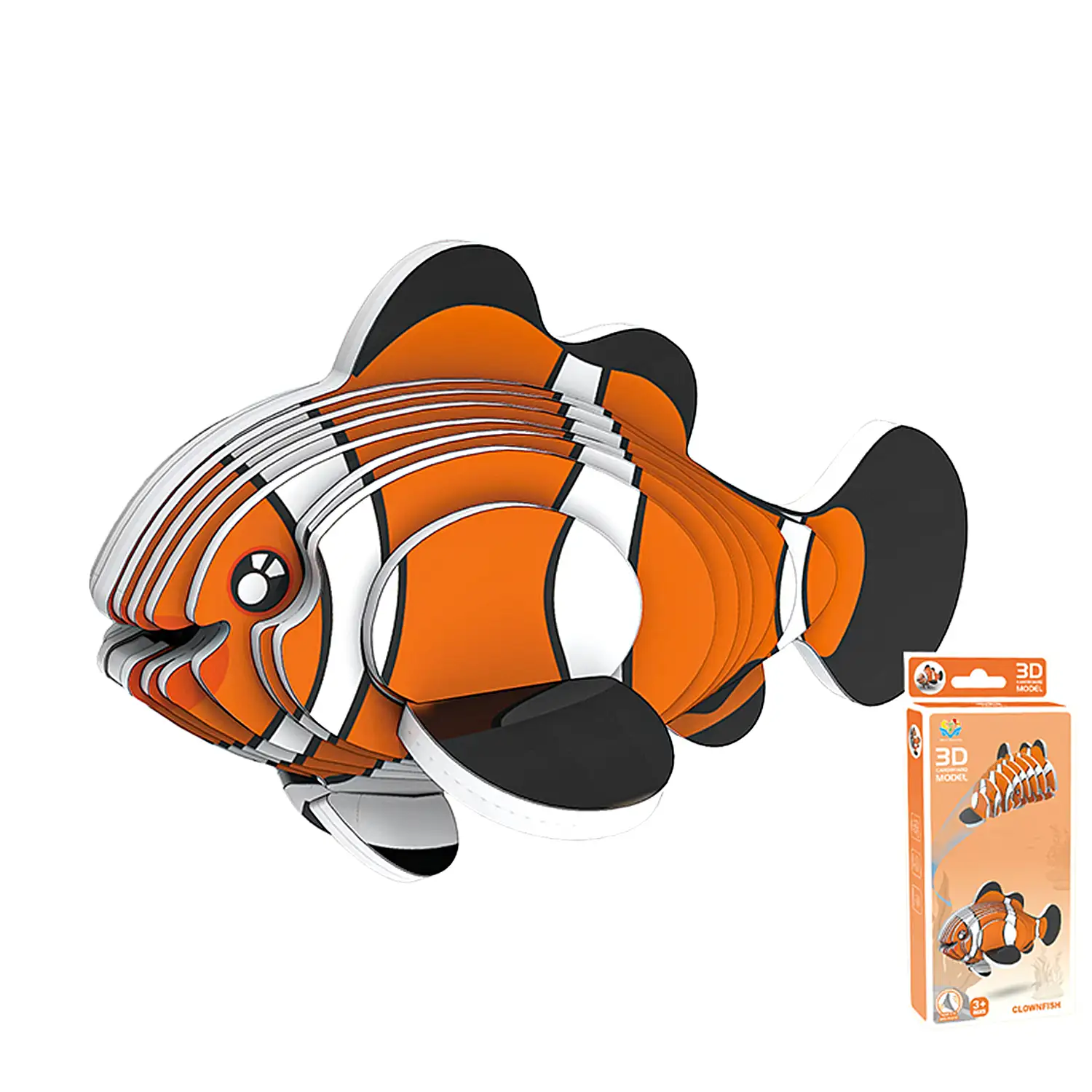Puzle 3D de cartón con relieve. Diseño de Pez Payaso.