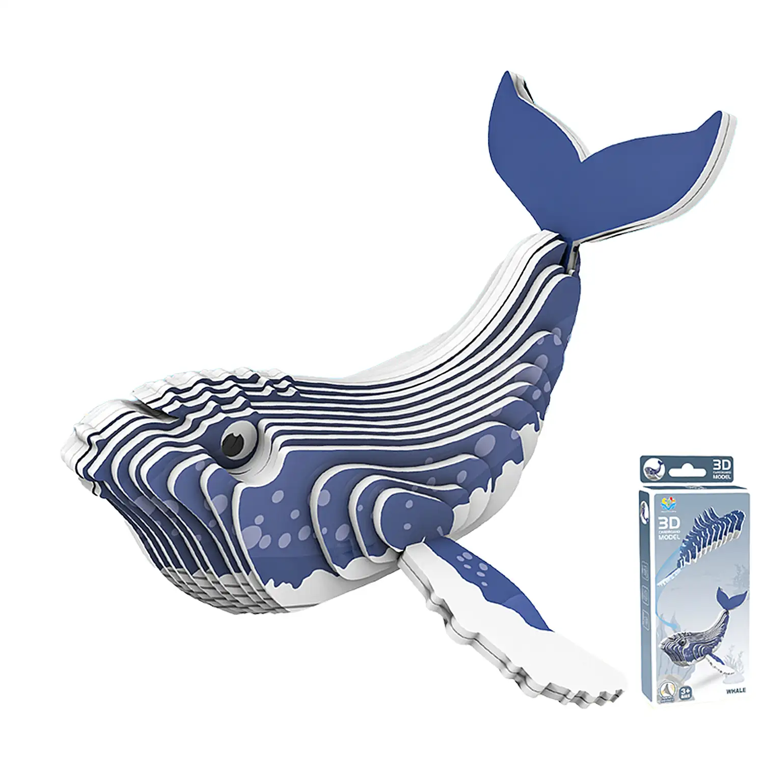 Puzle 3D de cartón con relieve. Diseño de Ballena Jorobada.