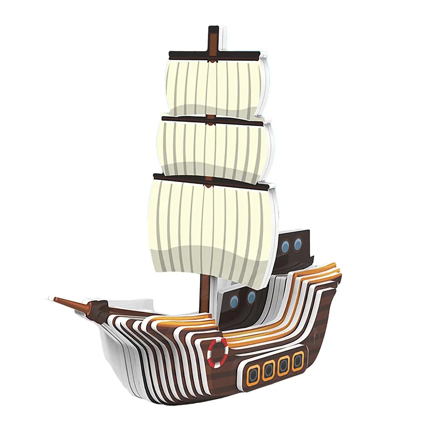 Puzle 3D de cartón con relieve. Diseño de Barco de vela.