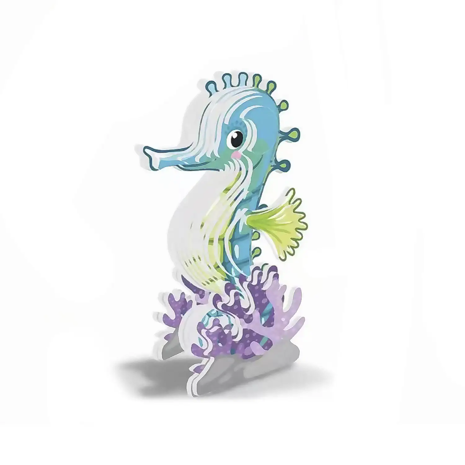 Puzle 3D de cartón con relieve. Diseño de Caballito de mar.