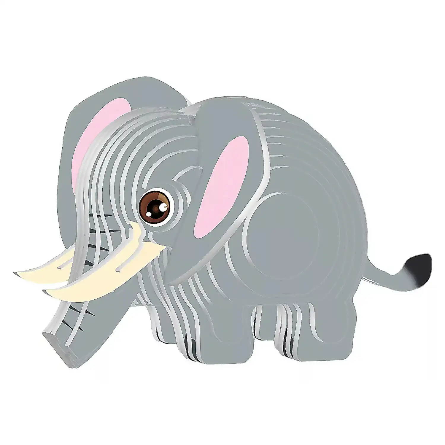 Puzle 3D de cartón con relieve. Diseño de Elefante.