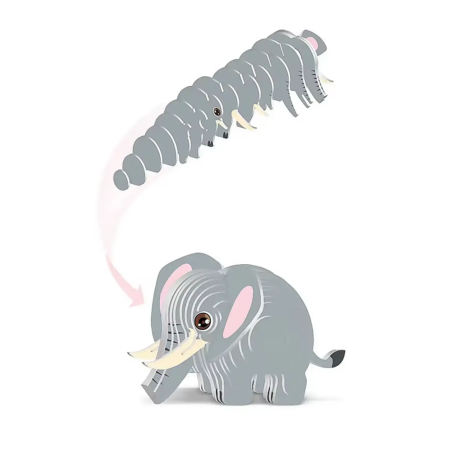 Puzle 3D de cartón con relieve. Diseño de Elefante.