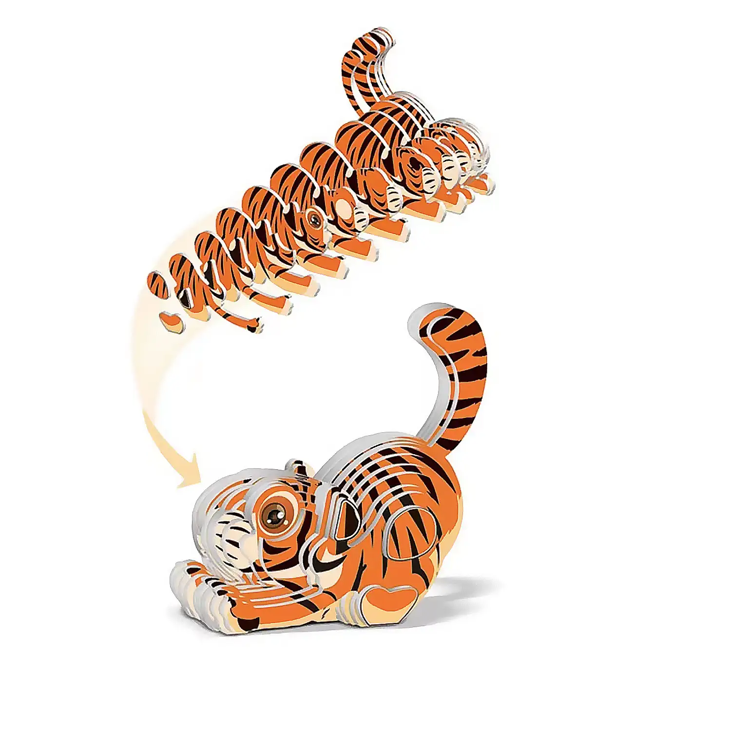 Puzle 3D de cartón con relieve. Diseño de Tigre.