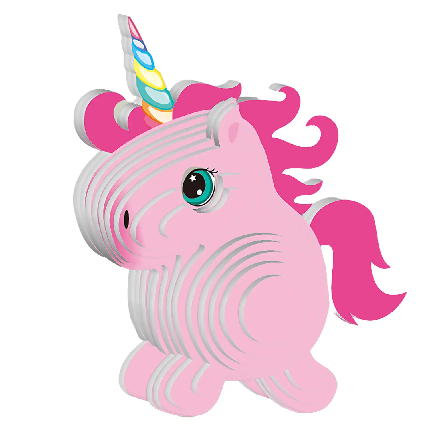 Puzle 3D de cartón con relieve. Diseño de Unicornio.
