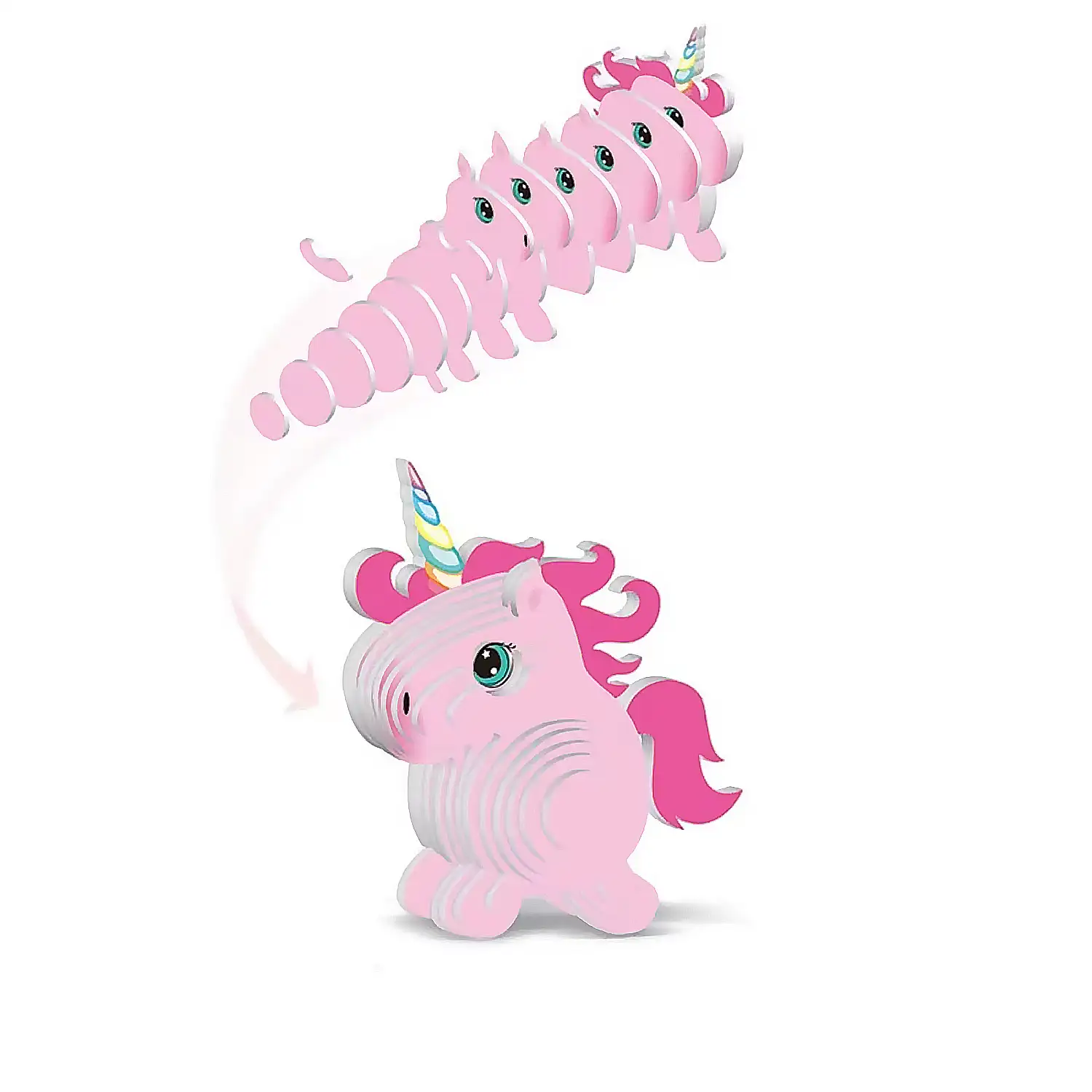 Puzle 3D de cartón con relieve. Diseño de Unicornio.