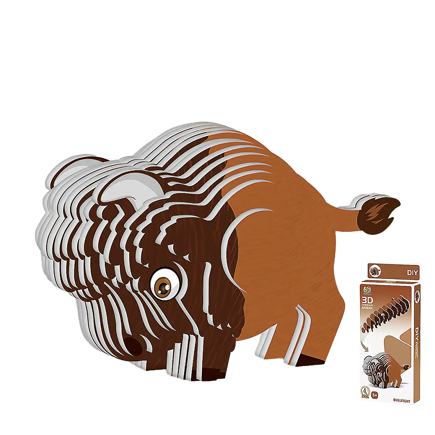 Puzle 3D de cartón con relieve. Diseño de Bisonte.