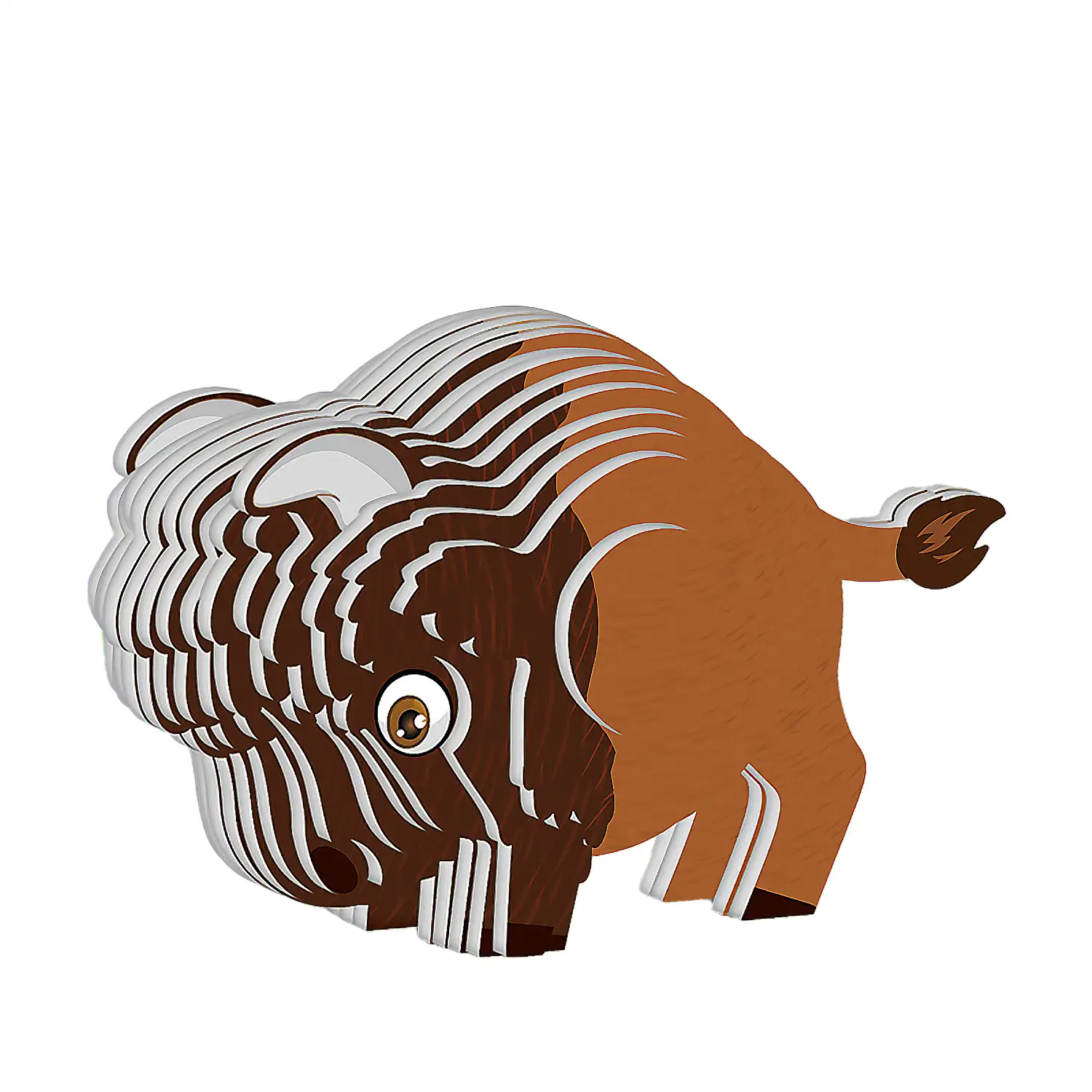 Puzle 3D de cartón con relieve. Diseño de Bisonte.