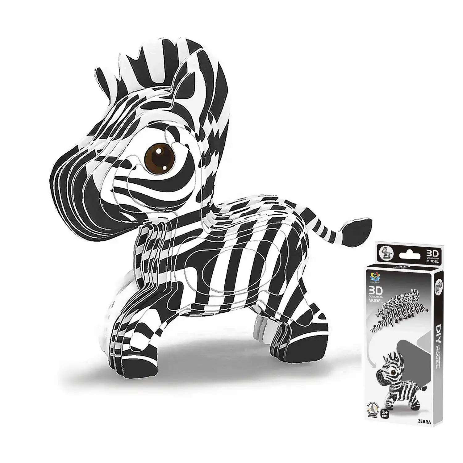 Puzle 3D de cartón con relieve. Diseño de Zebra.