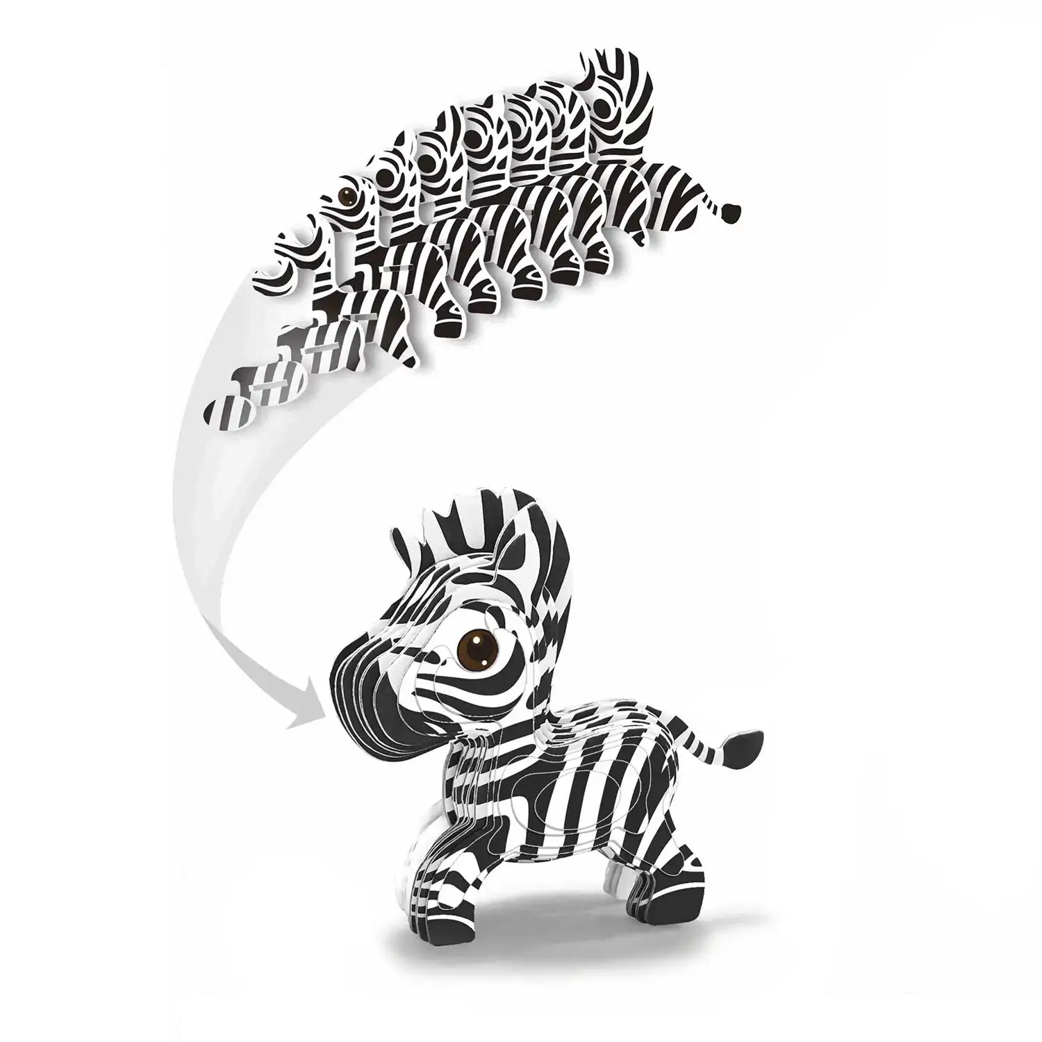 Puzle 3D de cartón con relieve. Diseño de Zebra.