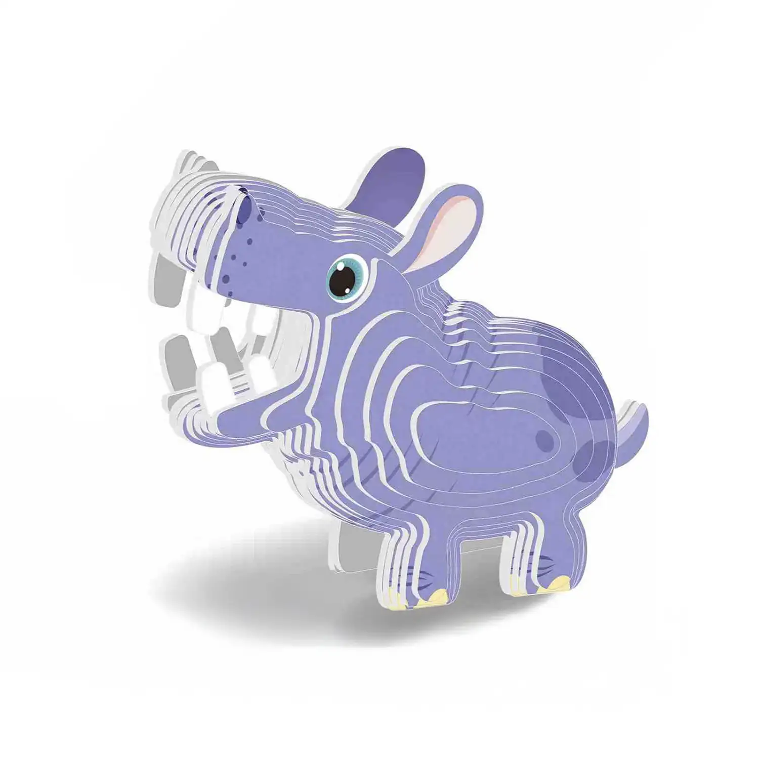 Puzle 3D de cartón con relieve. Diseño de Hipopótamo.