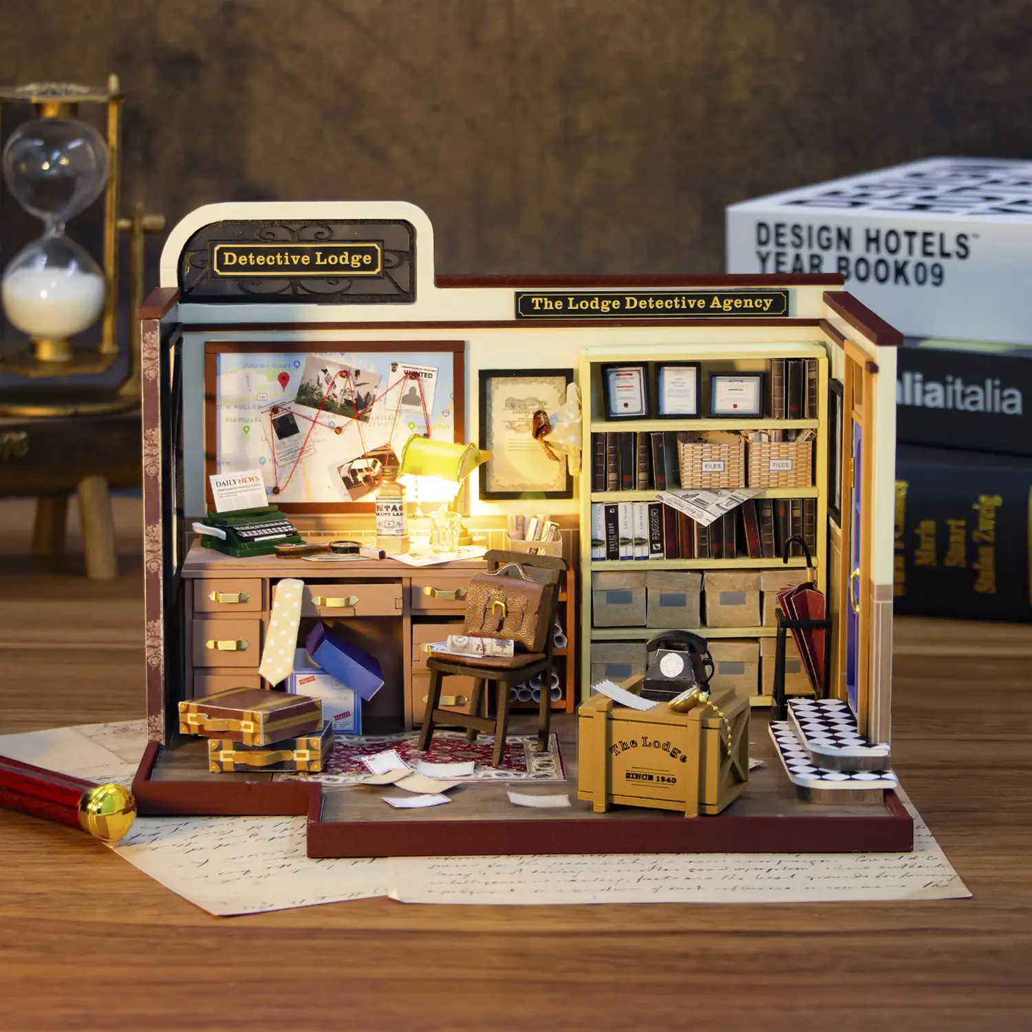 Agencia de detectives. Maqueta 3D realista con gran detalle y luces led.